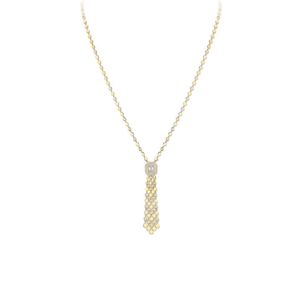 Messika D-Vibes Halskette (13175-YG) aus Gelbgold mit Diamant und Smaragd