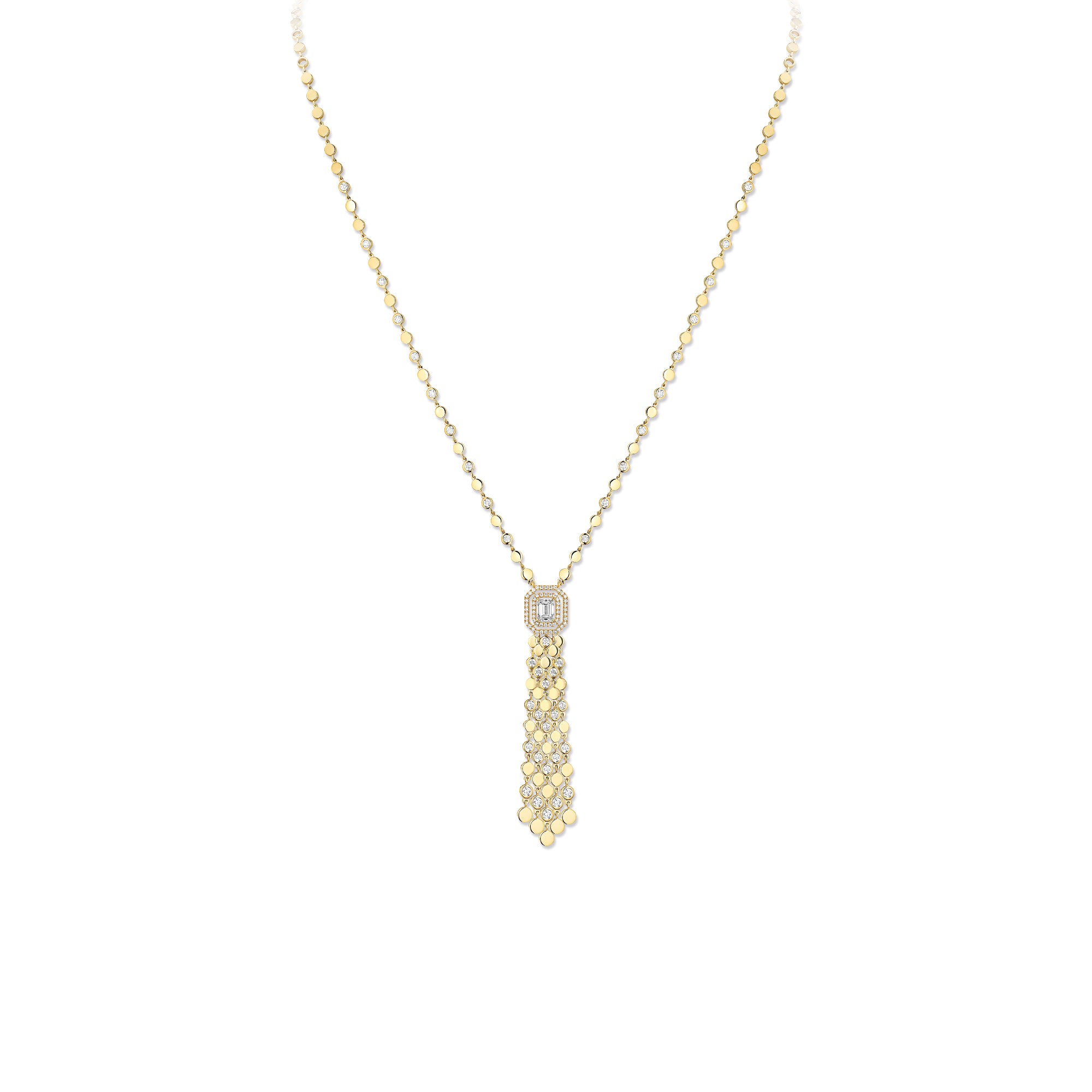 Messika D-Vibes Halskette (13175-YG) aus Gelbgold mit Diamant und Smaragd
