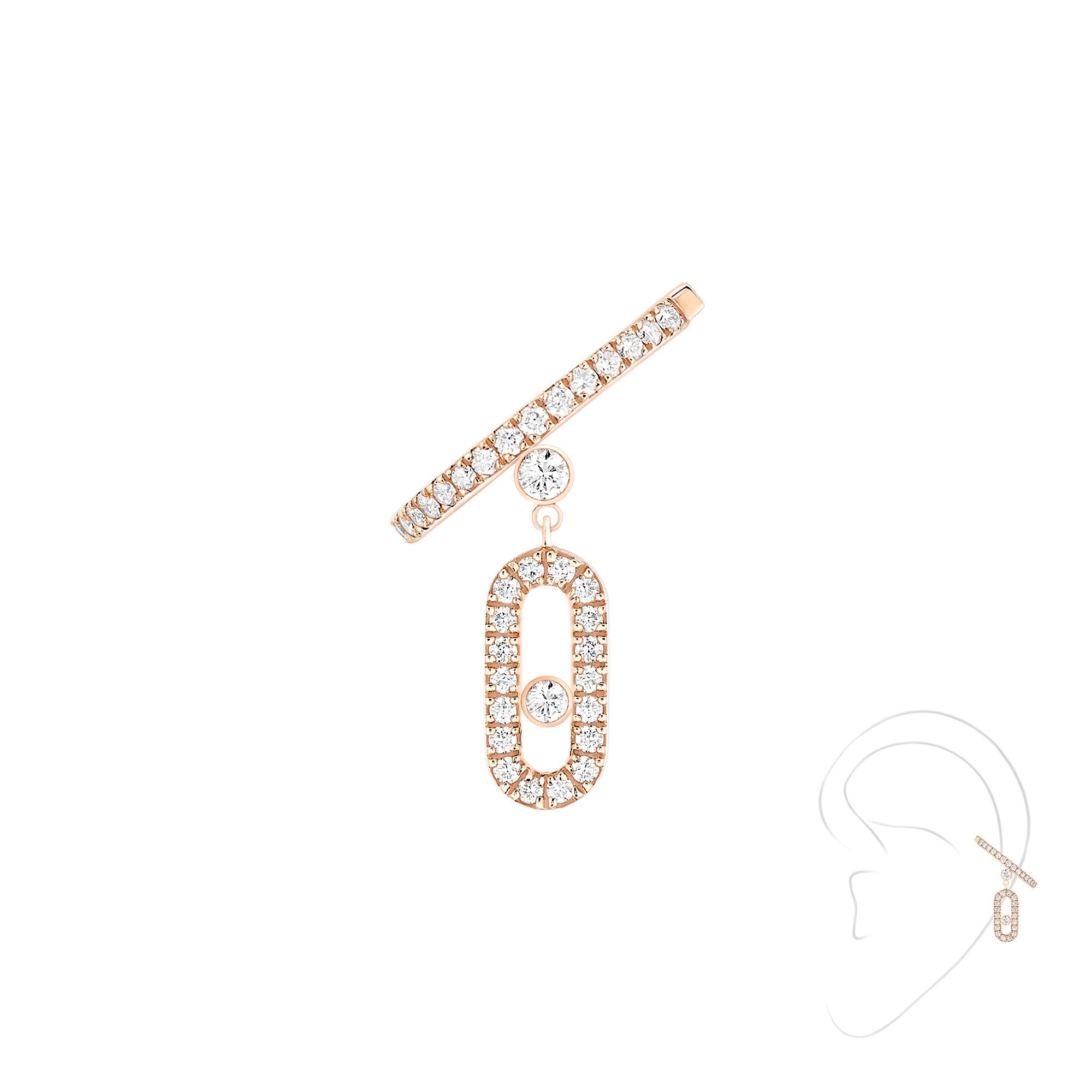 Messika Einzelner Move Uno Quaste Ohrclip (11162-PG) aus Roségold mit Diamant