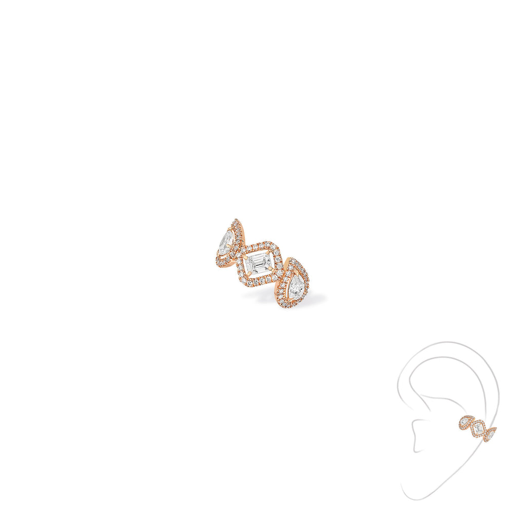 Messika Einzelner My Twin Ohrclip mittleres Ohr (10026-PG) aus Roségold mit Diamant und Smaragd