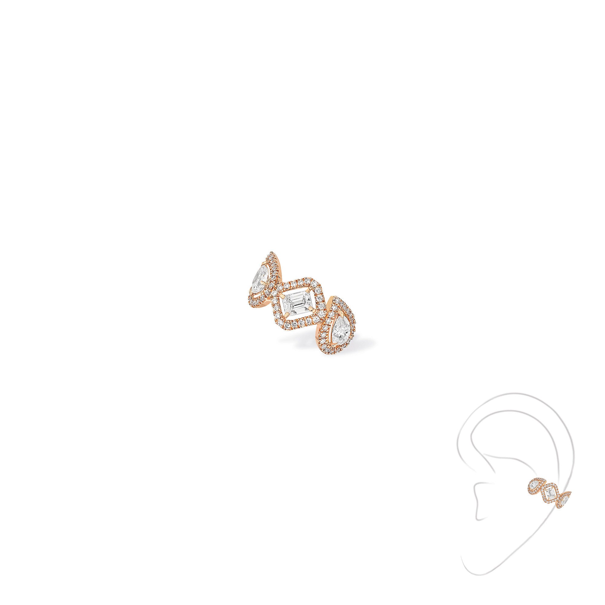 Messika Einzelner My Twin Ohrclip mittleres Ohr (10026-PG) aus Roségold mit Diamant und Smaragd