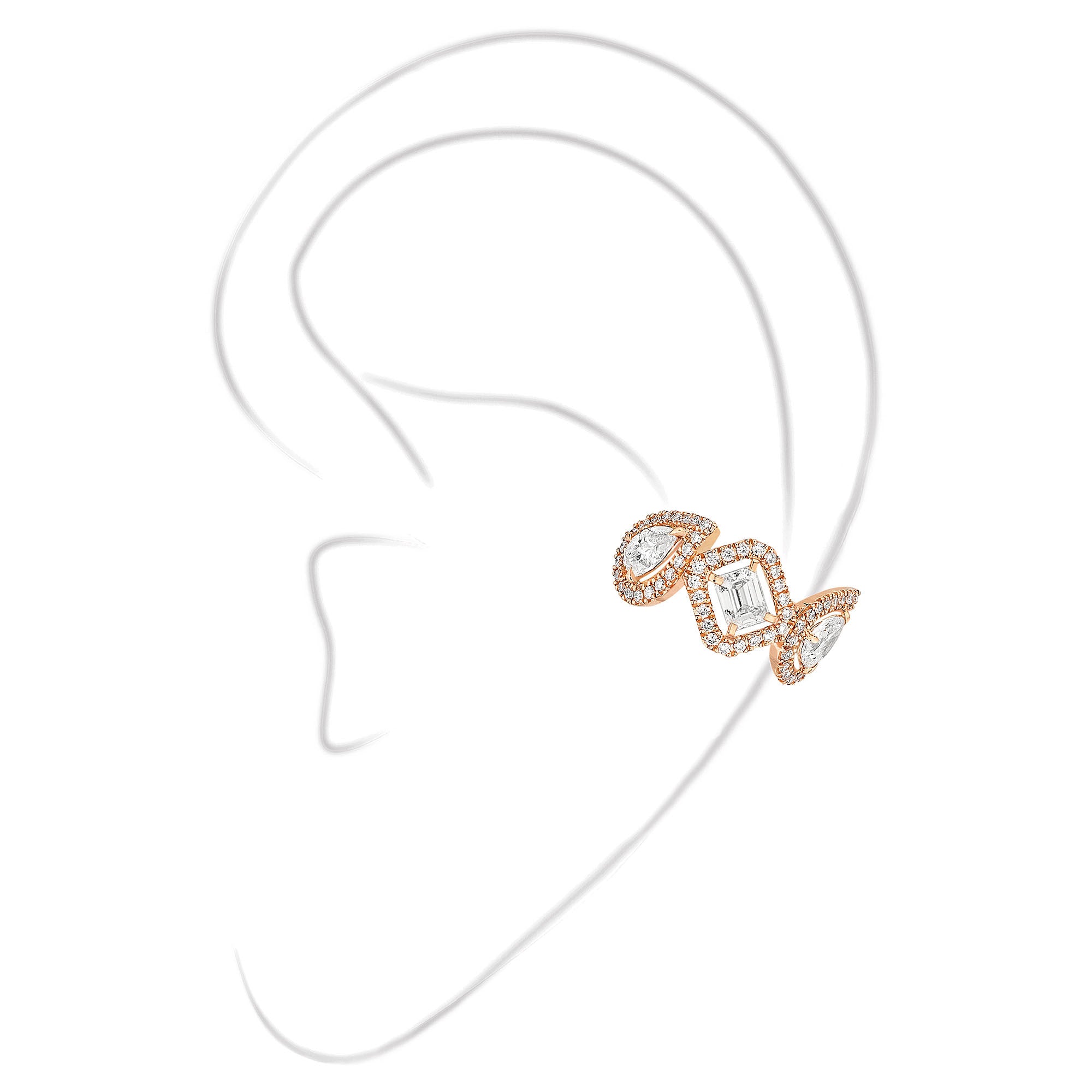Messika Einzelner My Twin Ohrclip mittleres Ohr (10026-PG) aus Roségold mit Diamant und Smaragd