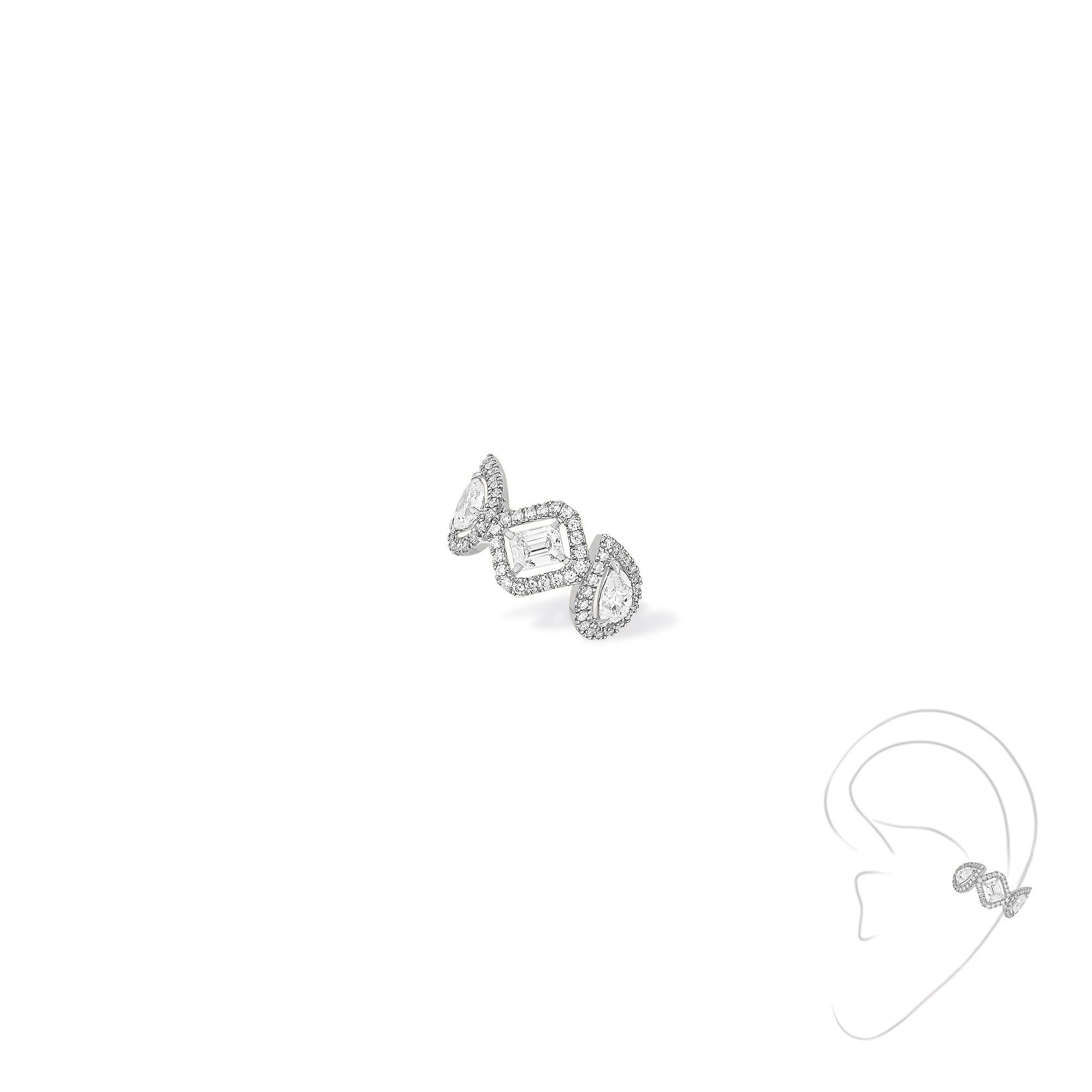 Messika Einzelner My Twin Ohrclip mittleres Ohr (10026-WG) aus Weißgold mit Diamant und Smaragd