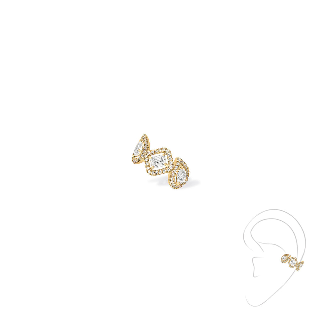 Messika Einzelner My Twin Ohrclip mittleres Ohr (10026-YG) aus Gelbgold mit Diamant und Smaragd