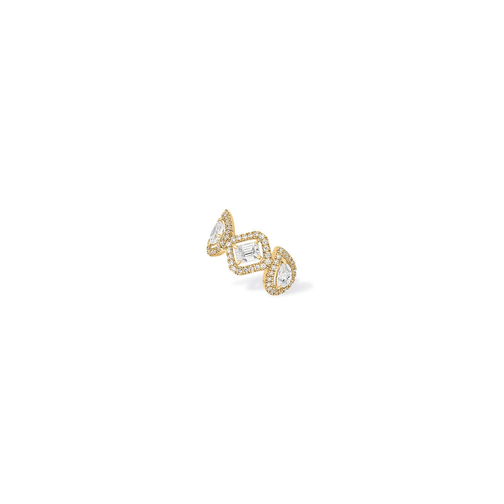 Messika Einzelner My Twin Ohrclip mittleres Ohr (10026-YG) aus Gelbgold mit Diamant und Smaragd