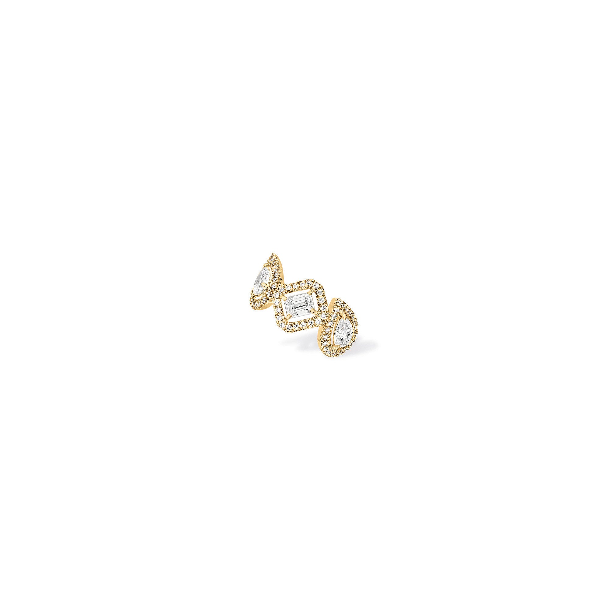 Messika Einzelner My Twin Ohrclip mittleres Ohr (10026-YG) aus Gelbgold mit Diamant und Smaragd