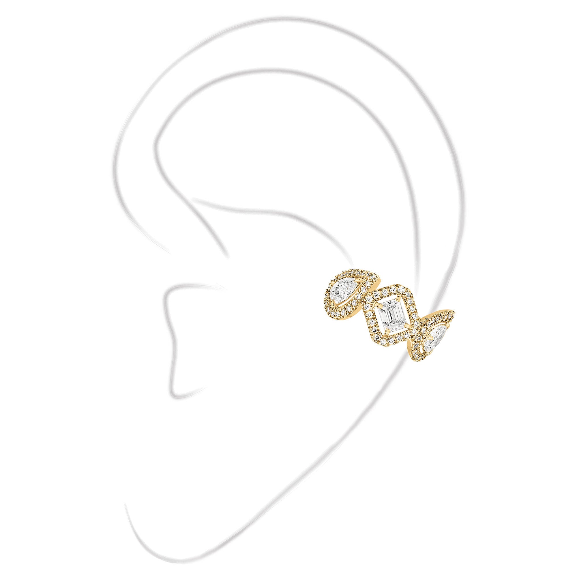 Messika Einzelner My Twin Ohrclip mittleres Ohr (10026-YG) aus Gelbgold mit Diamant und Smaragd