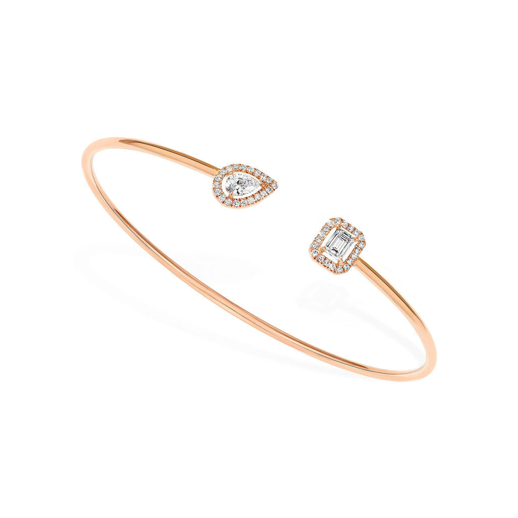 Messika Jonc Flex My Twin Toi & Moi X2 Armreif (07222-PG) aus Roségold mit Diamant und Smaragd