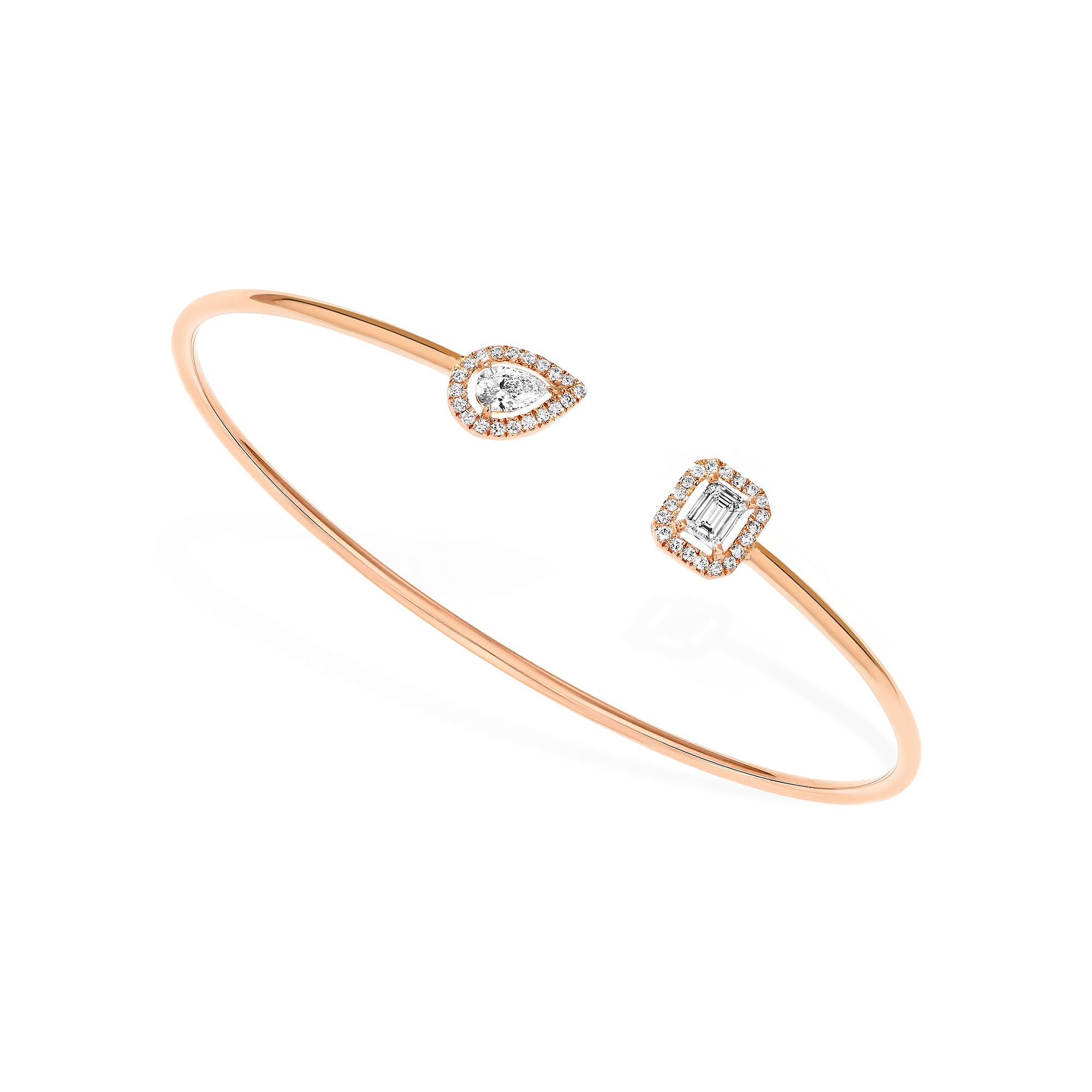 Messika Jonc Flex My Twin Toi & Moi X2 Armreif (07222-PG) aus Roségold mit Diamant und Smaragd