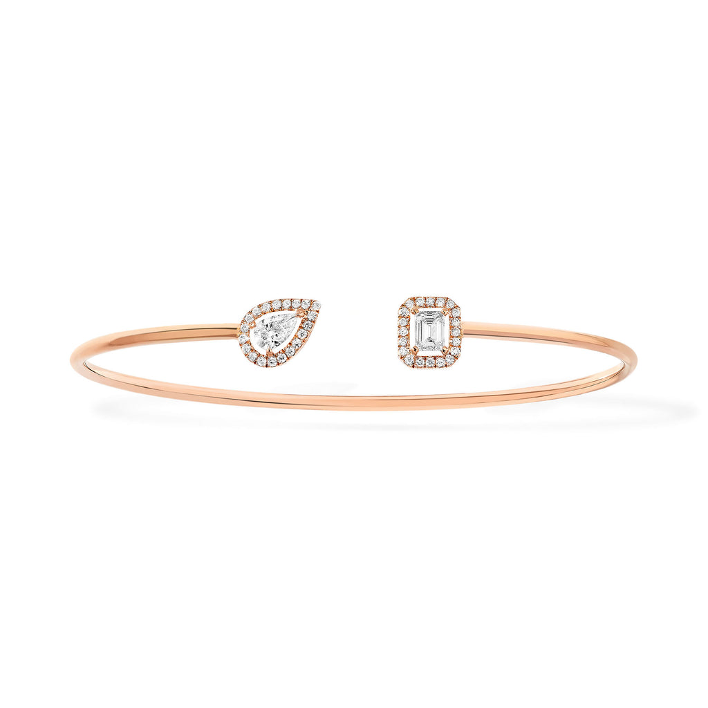 Messika Jonc Flex My Twin Toi & Moi X2 Armreif (07222-PG) aus Roségold mit Diamant und Smaragd