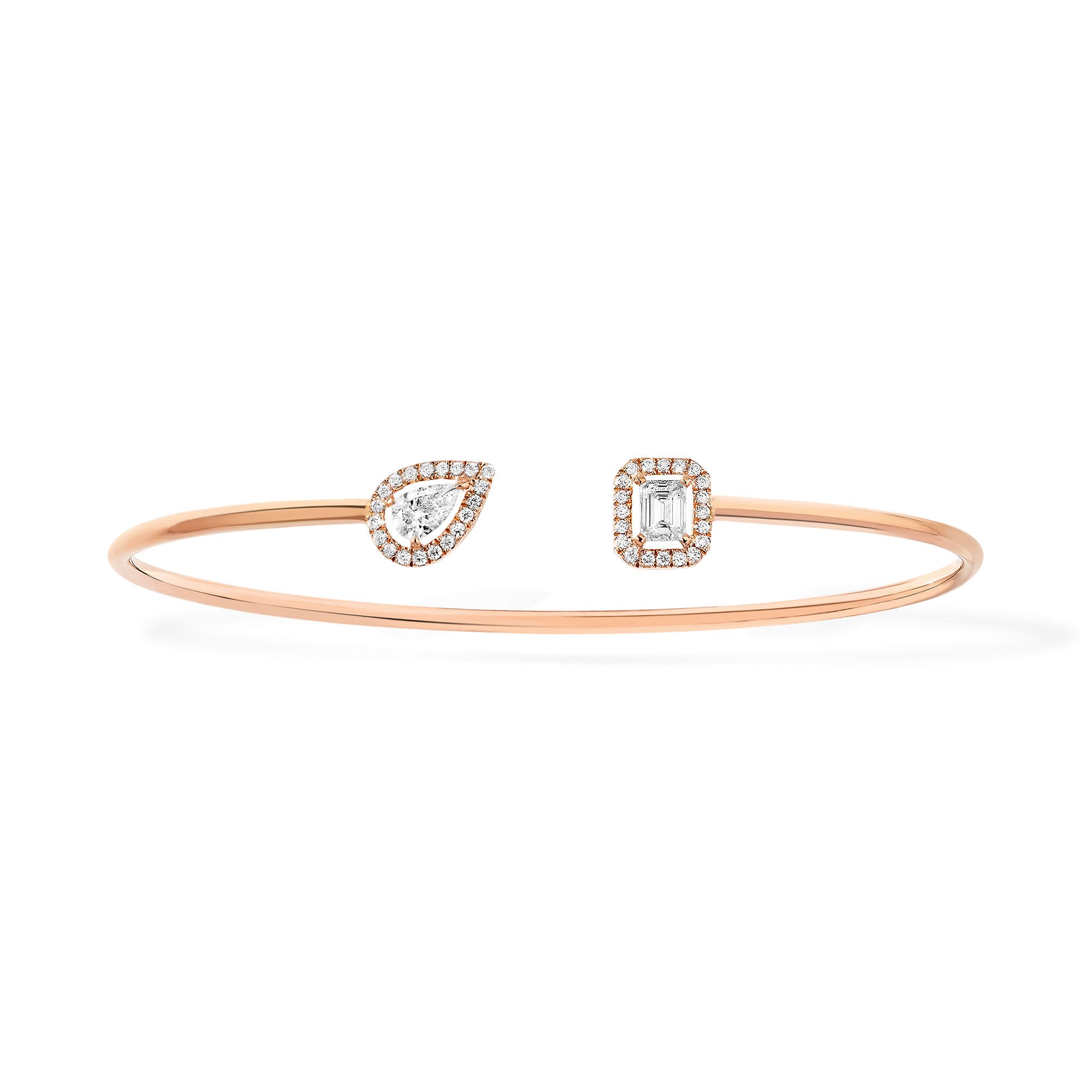 Messika Jonc Flex My Twin Toi & Moi X2 Armreif (07222-PG) aus Roségold mit Diamant und Smaragd