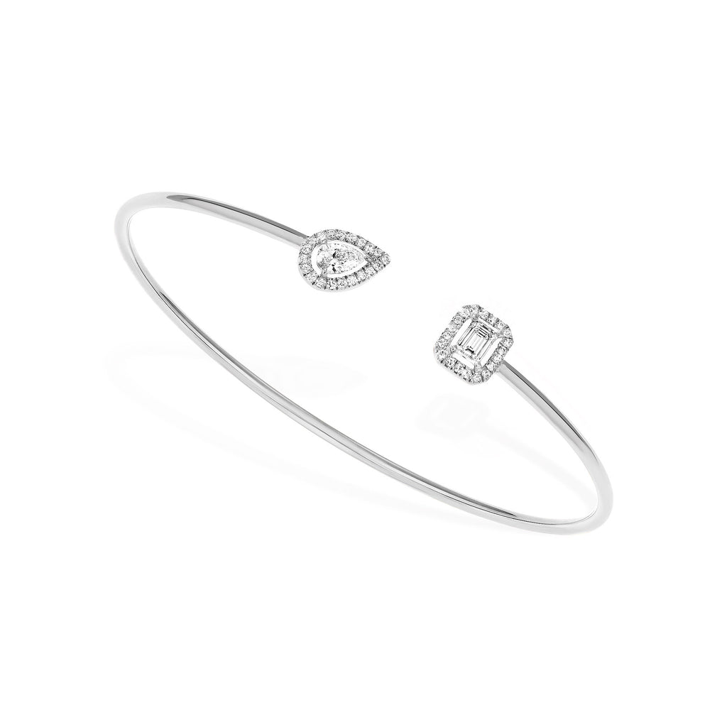 Messika Jonc Flex My Twin Toi & Moi X2 Armreif (07222-WG) aus Weißgold mit Diamant und Smaragd