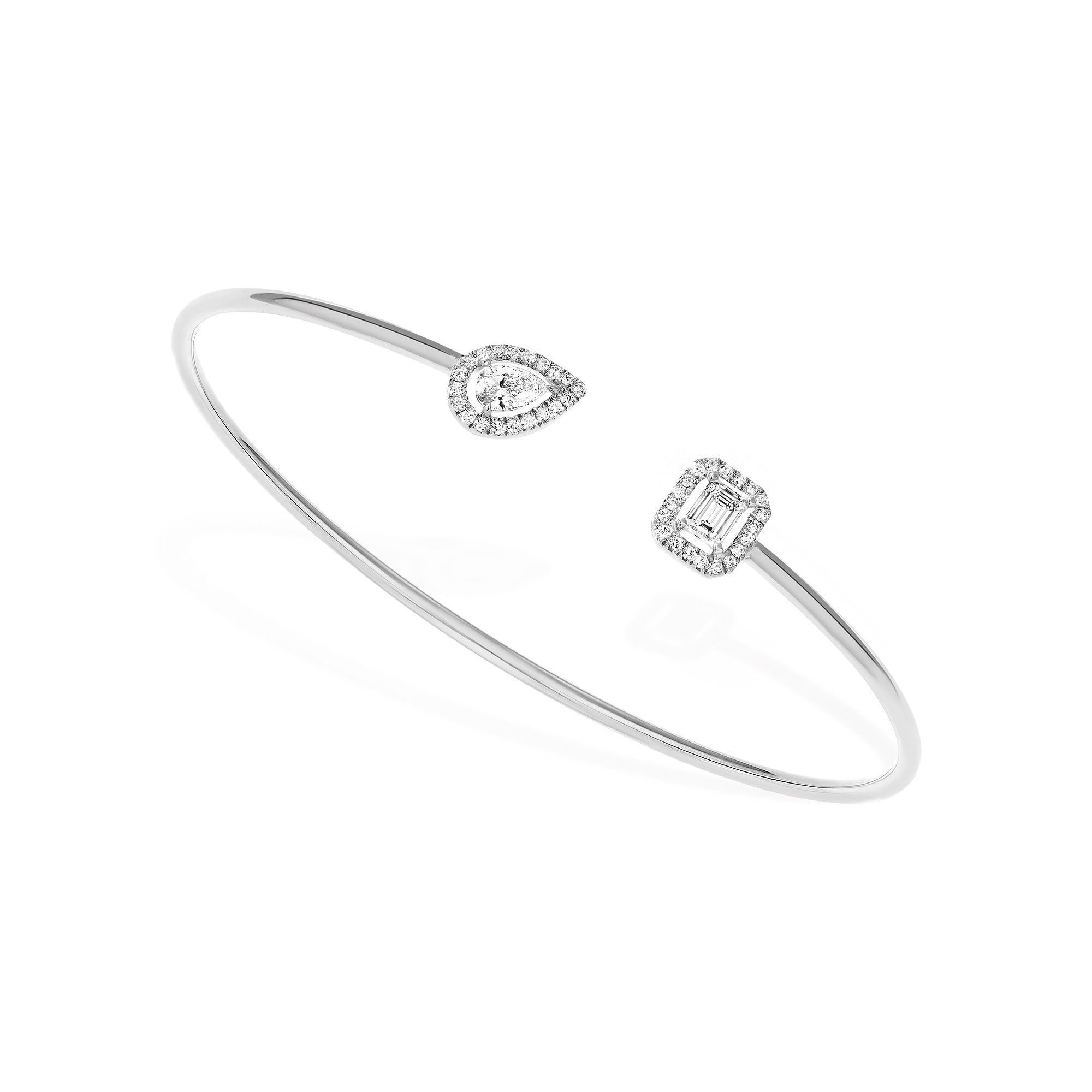 Messika Jonc Flex My Twin Toi & Moi X2 Armreif (07222-WG) aus Weißgold mit Diamant und Smaragd