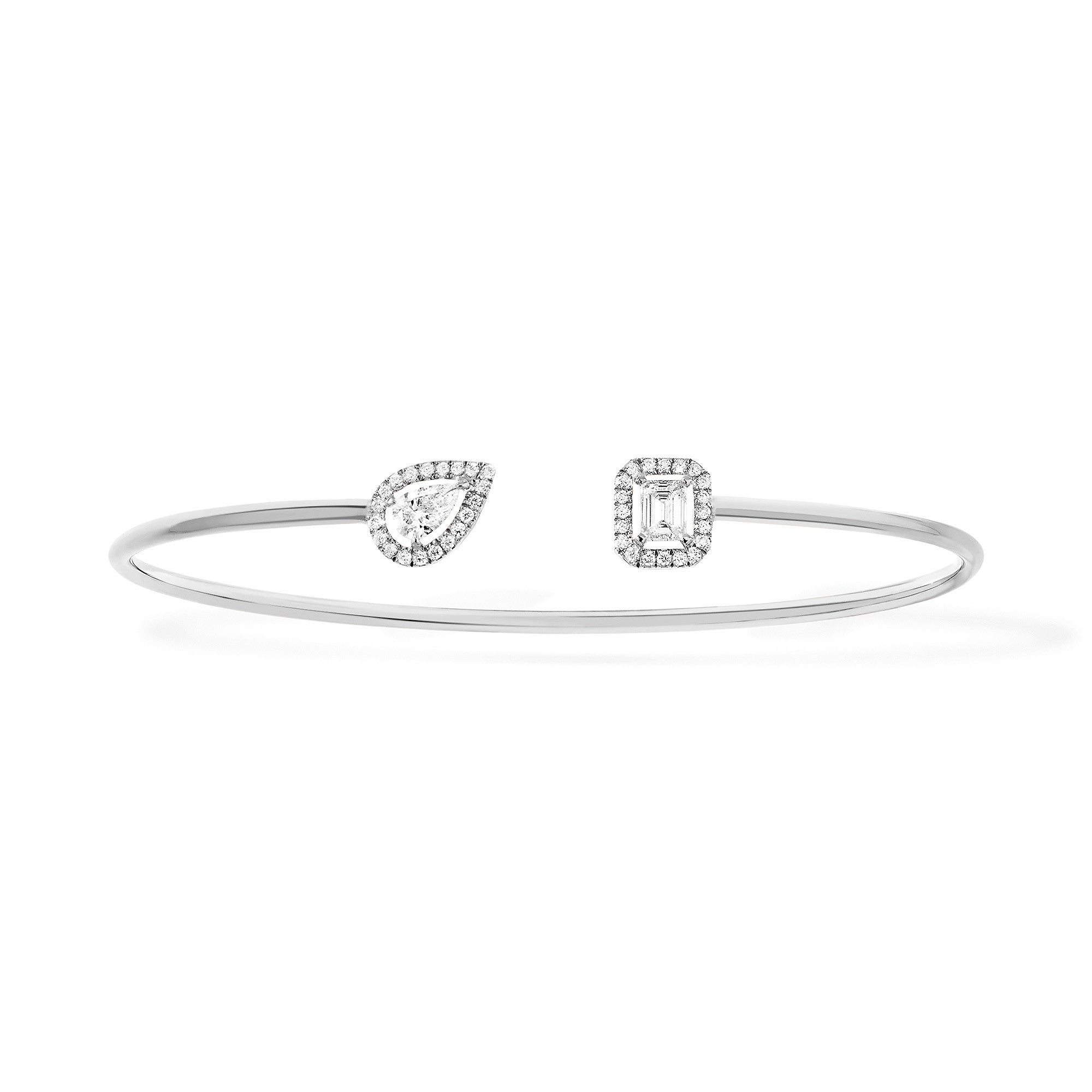 Messika Jonc Flex My Twin Toi & Moi X2 Armreif (07222-WG) aus Weißgold mit Diamant und Smaragd