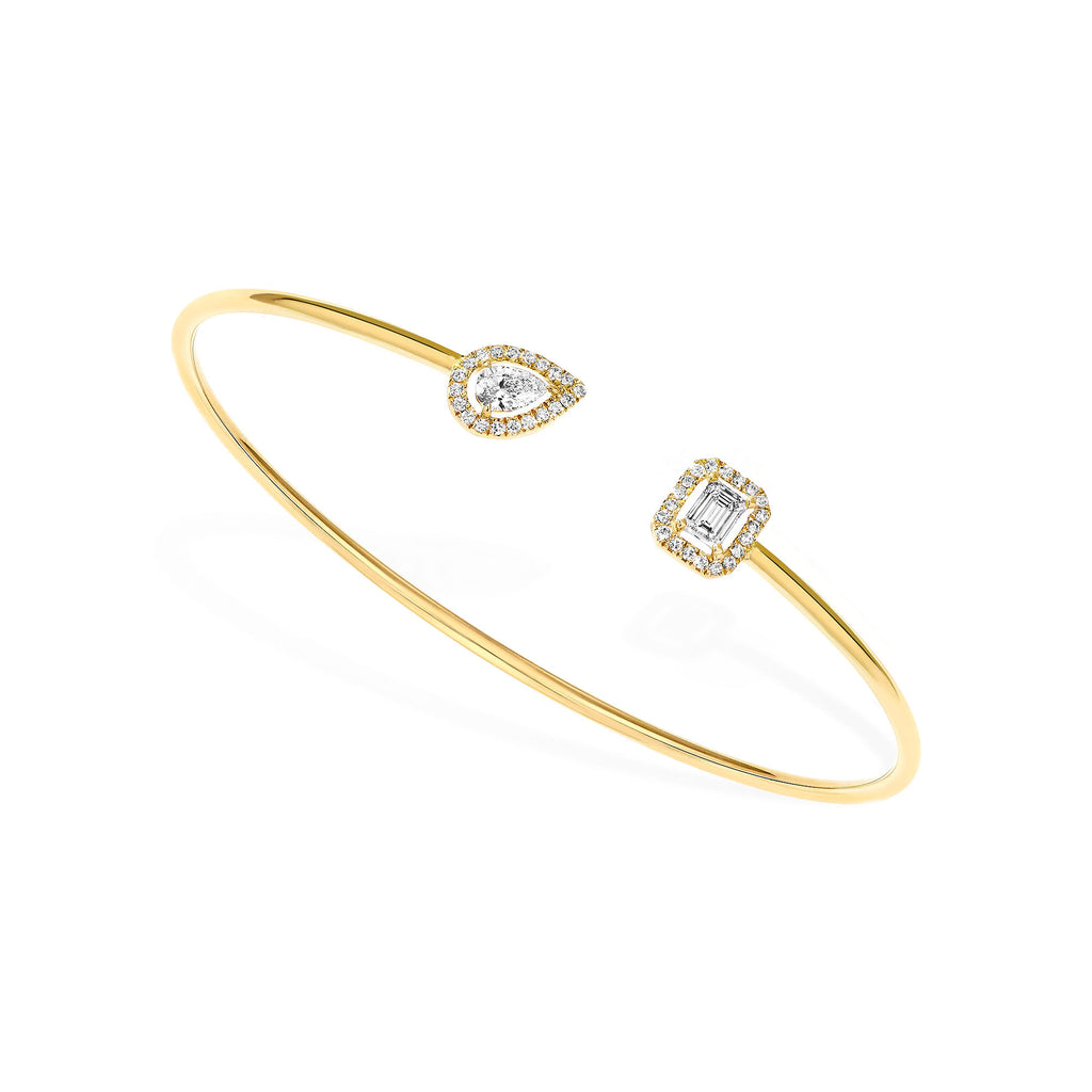 Messika Jonc Flex My Twin Toi & Moi X2 Armreif (07222-YG) aus Gelbgold mit Diamant und Smaragd