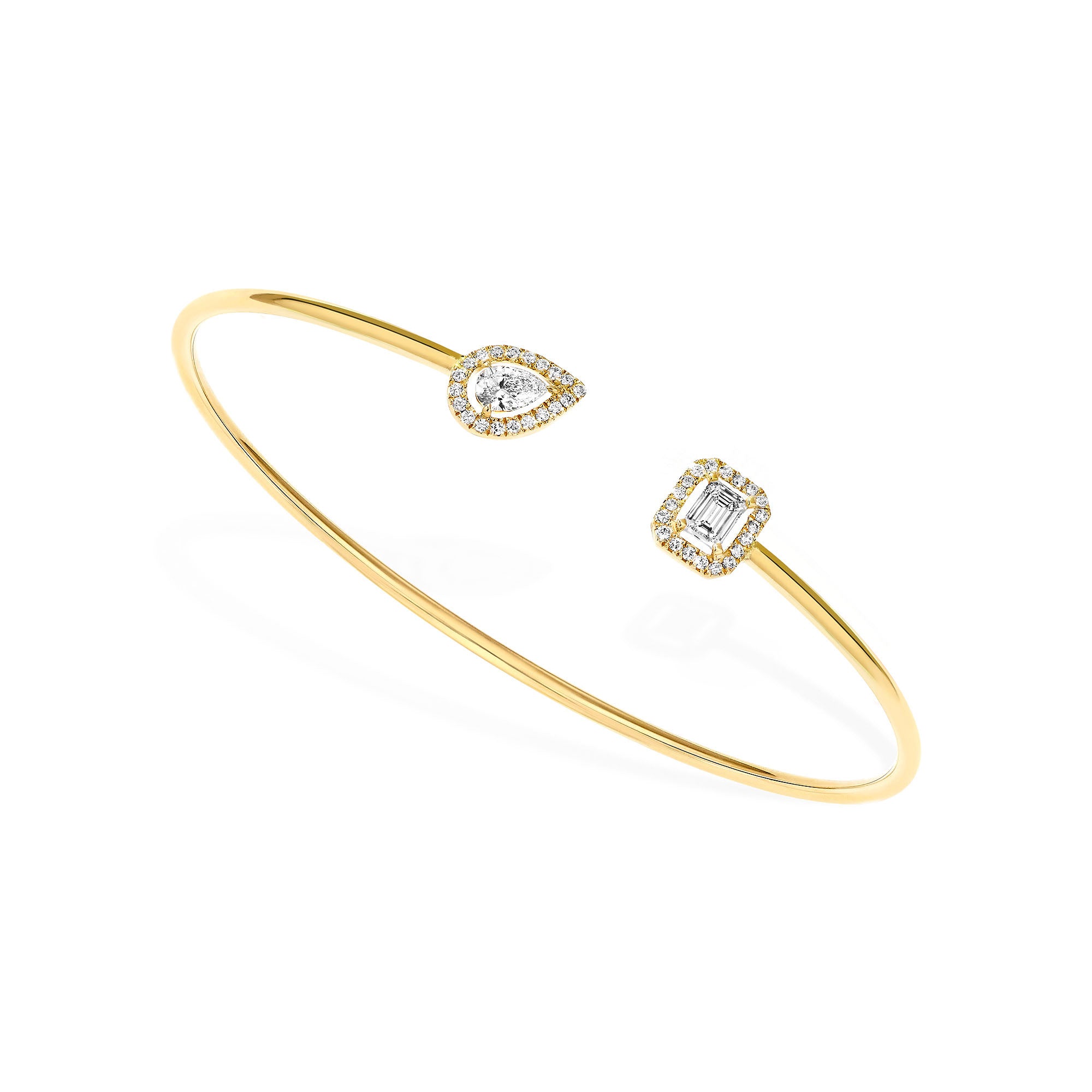 Messika Jonc Flex My Twin Toi & Moi X2 Armreif (07222-YG) aus Gelbgold mit Diamant und Smaragd