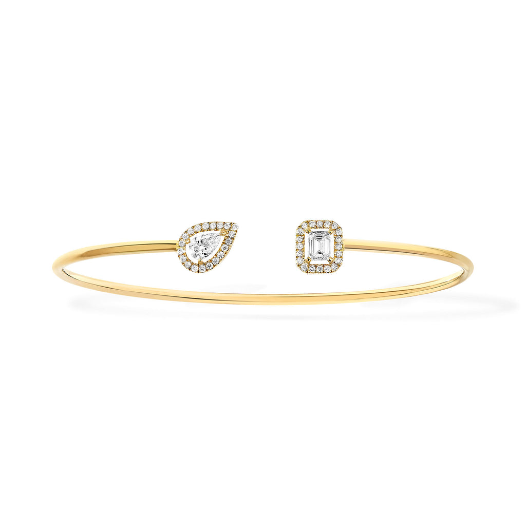 Messika Jonc Flex My Twin Toi & Moi X2 Armreif (07222-YG) aus Gelbgold mit Diamant und Smaragd