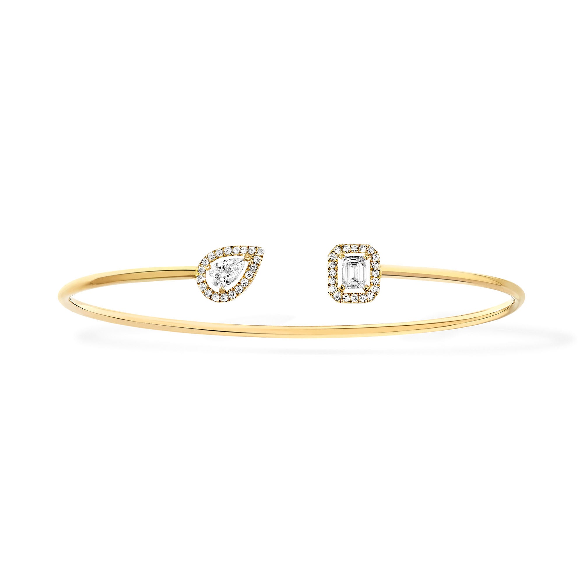 Messika Jonc Flex My Twin Toi & Moi X2 Armreif (07222-YG) aus Gelbgold mit Diamant und Smaragd