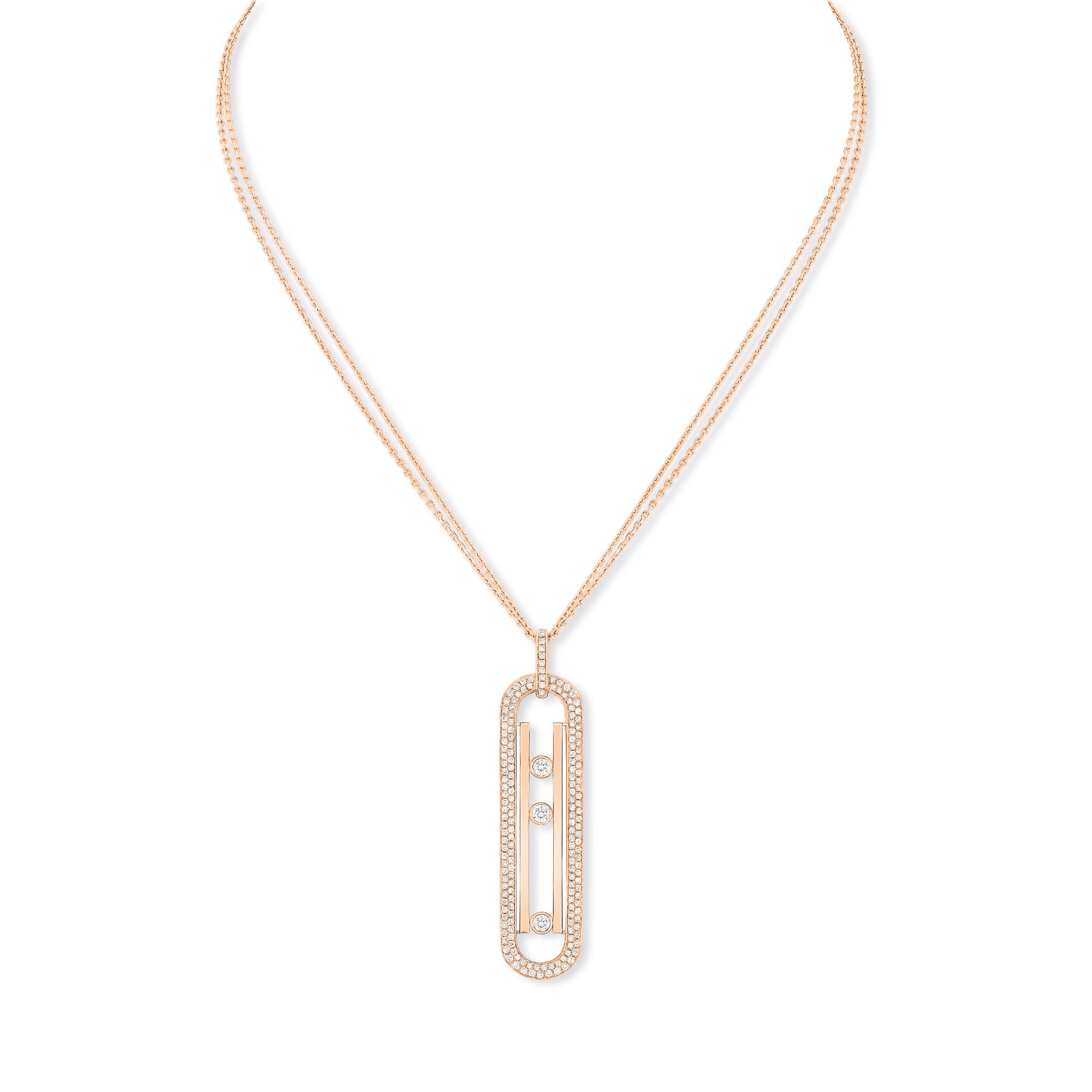 Messika Lange Move 10th Anniversary Halskette mit Anhänger (07228-PG) aus Roségold mit Diamant