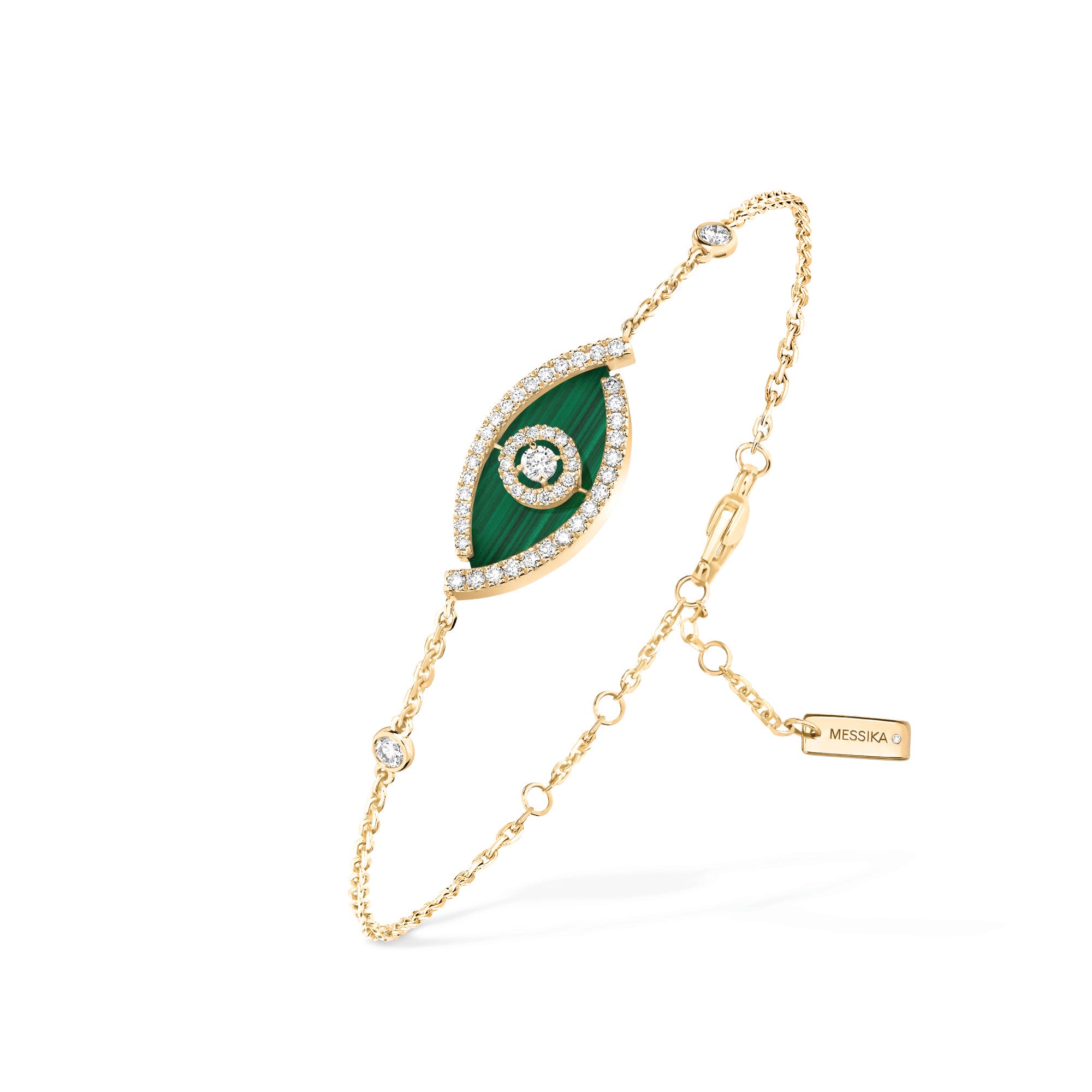 Messika Lucky Eye Armband Malachit (12888-YG) aus Gelbgold mit Diamant und Malachit