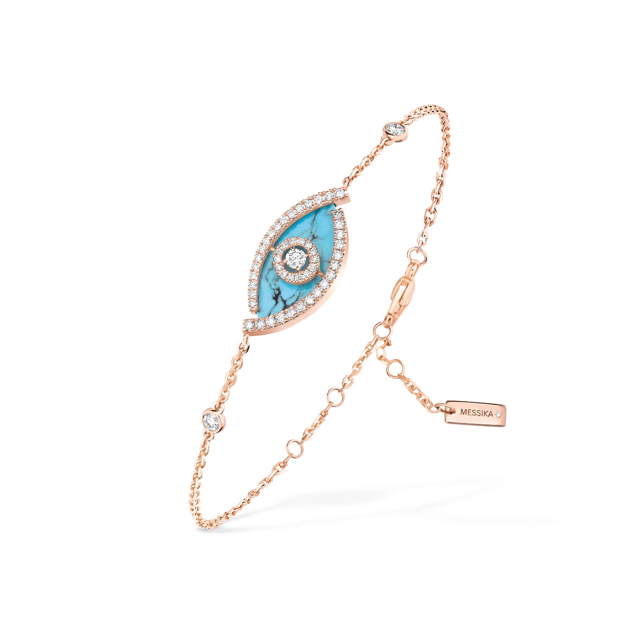 Messika Lucky Eye Armband Türkis (12953-PG) aus Roségold mit Diamant und Türkis