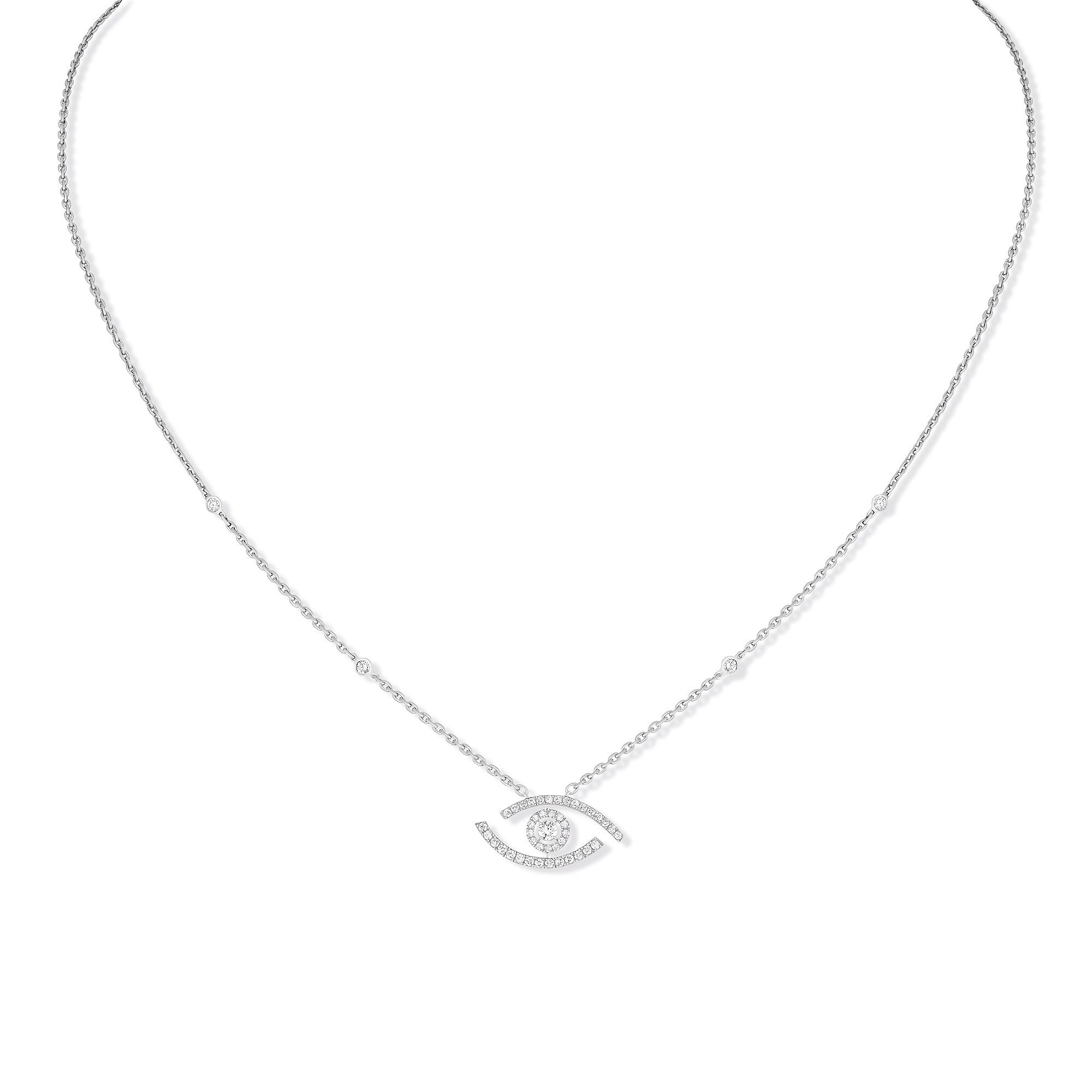 Messika Lucky Eye Halskette (07525-WG) aus Weißgold mit Diamant