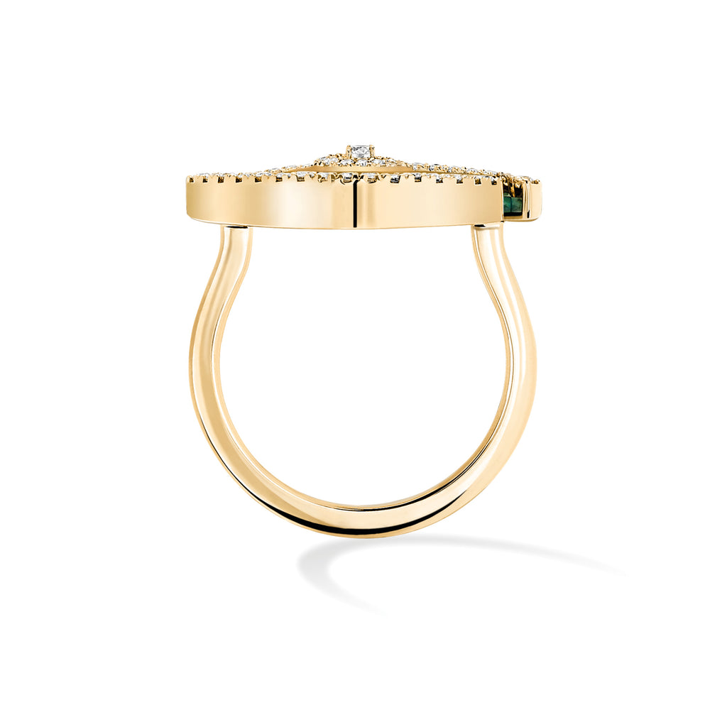 Messika Lucky Eye Malachit Ring (12954-YG) aus Gelbgold mit Diamant und Malachit