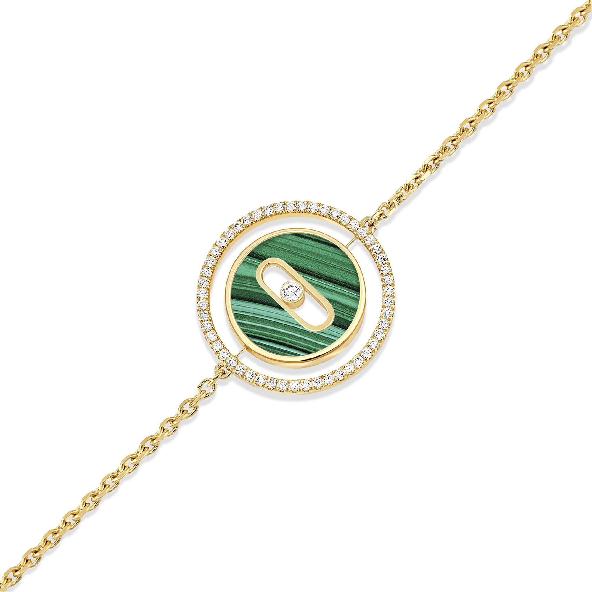 Messika Lucky Move Armband KM Malachit (11651-YG) aus Gelbgold mit Diamant und Malachit