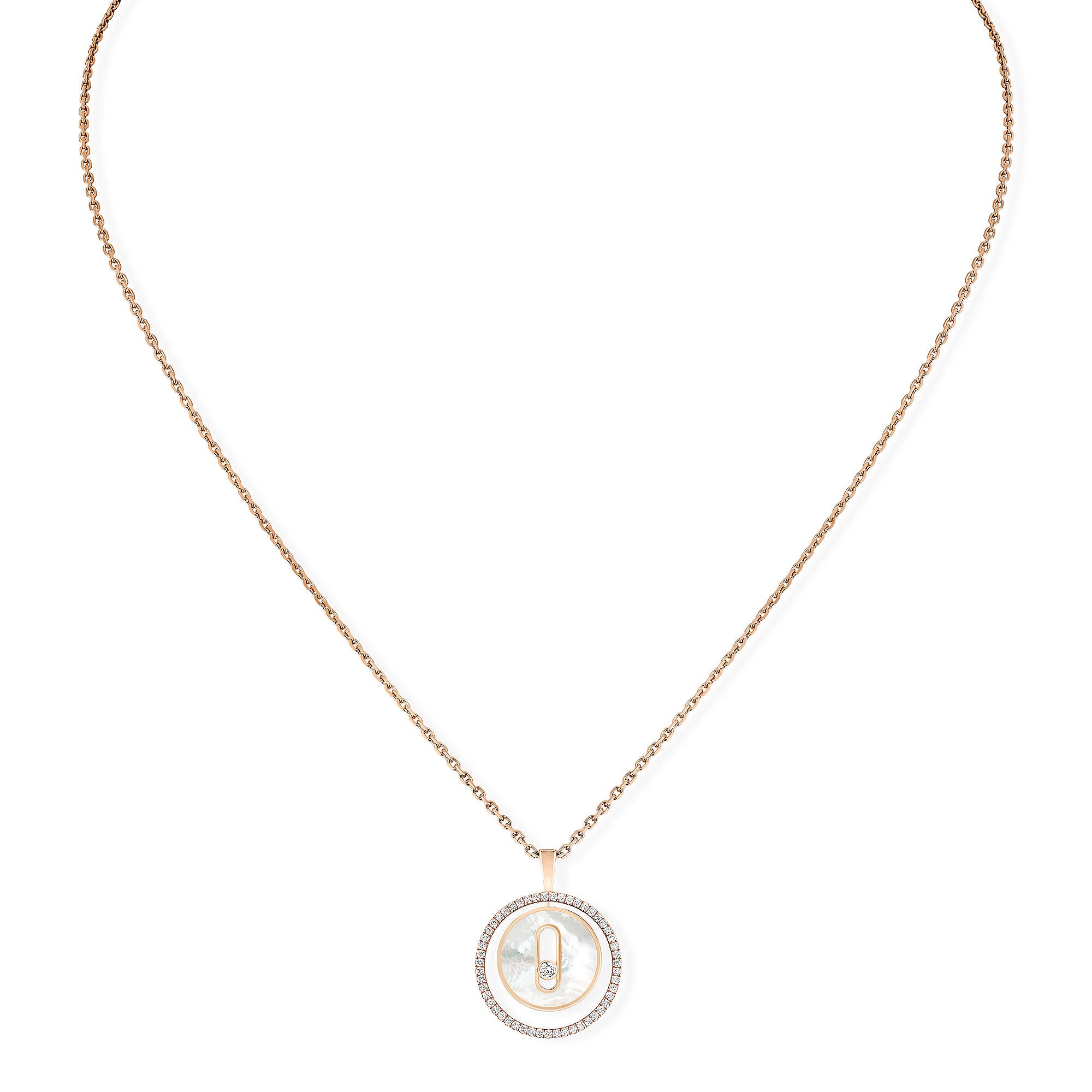Messika Lucky Move Kette KM Perlmutt (11650-PG) aus Roségold mit Diamant und Perlmutt