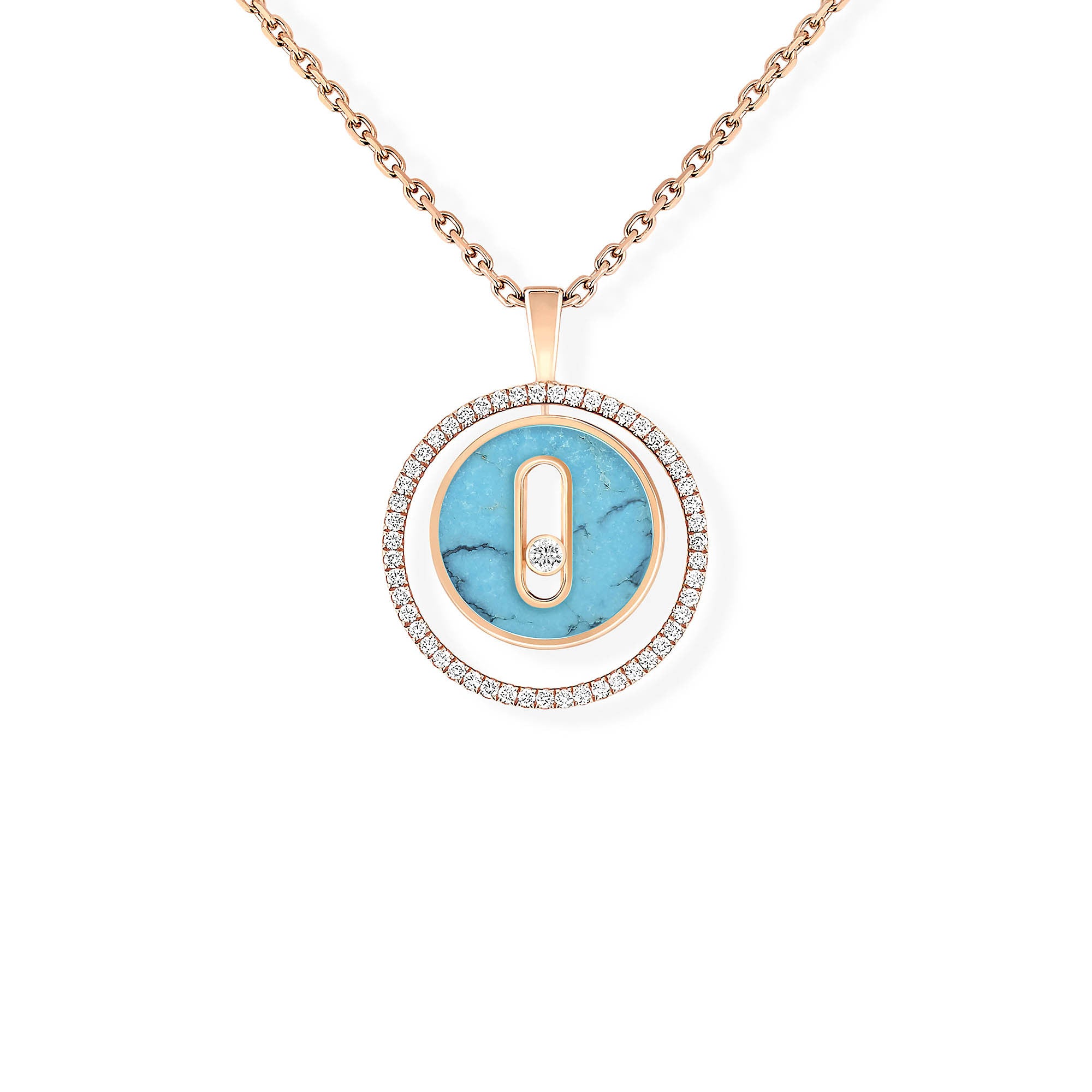 Messika Lucky Move Kette KM Türkis (11649-PG) aus Roségold mit Diamant und Türkis