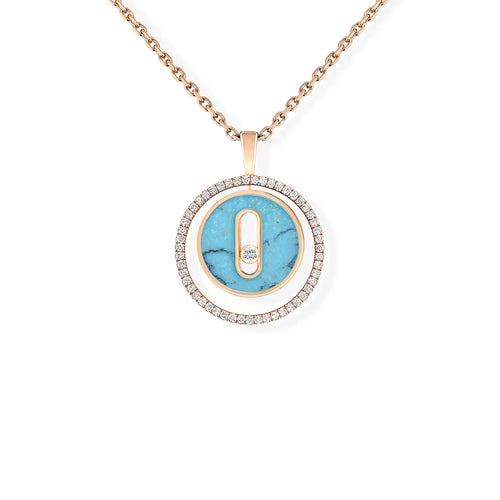 Messika Lucky Move Kette KM Türkis (11649-PG) aus Roségold mit Diamant und Türkis