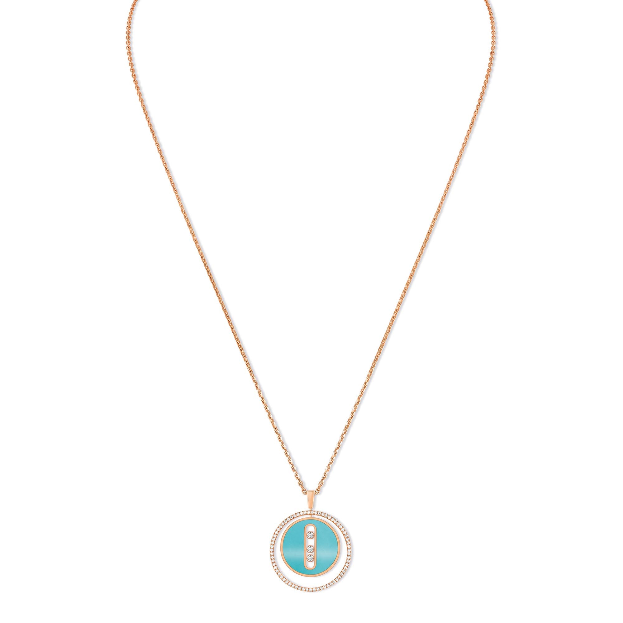 Messika Lucky Move MM Kette Türkis (10836-PG) aus Roségold mit Diamant und Türkis