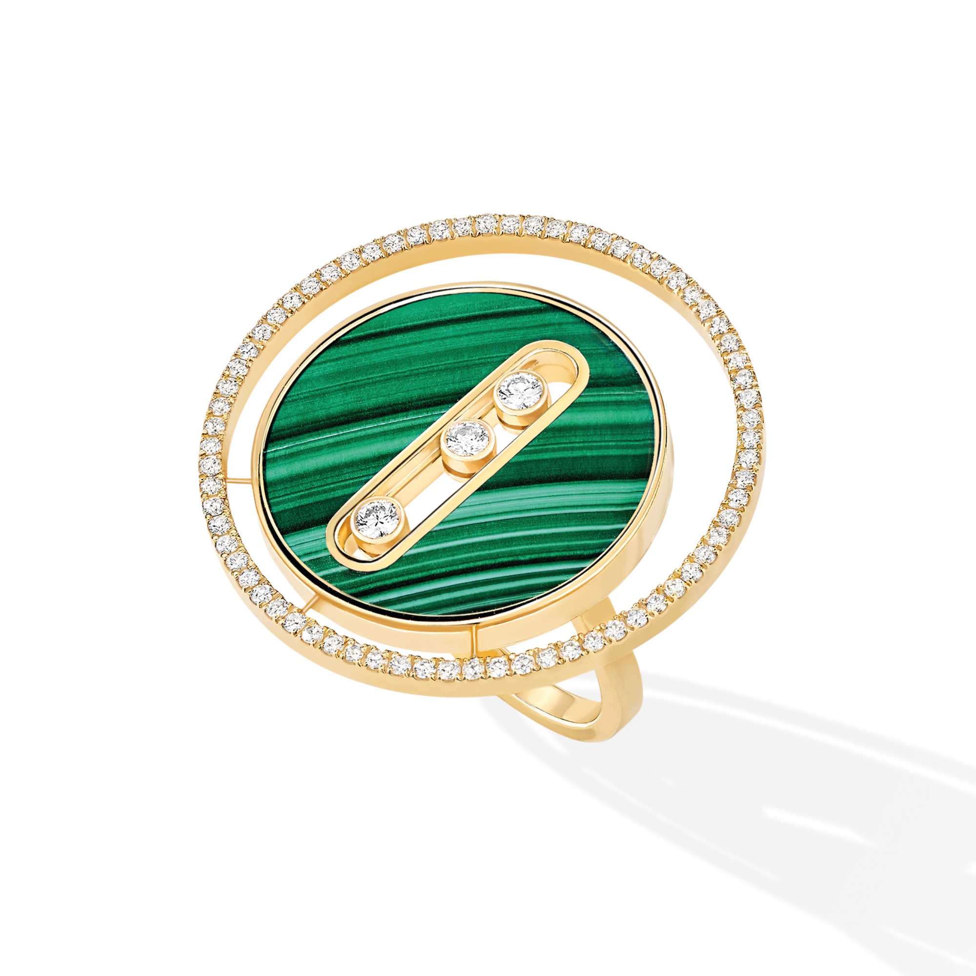 Messika Lucky Move Ring GM Malachit (11274-YG) aus Gelbgold mit Diamant und Malachit