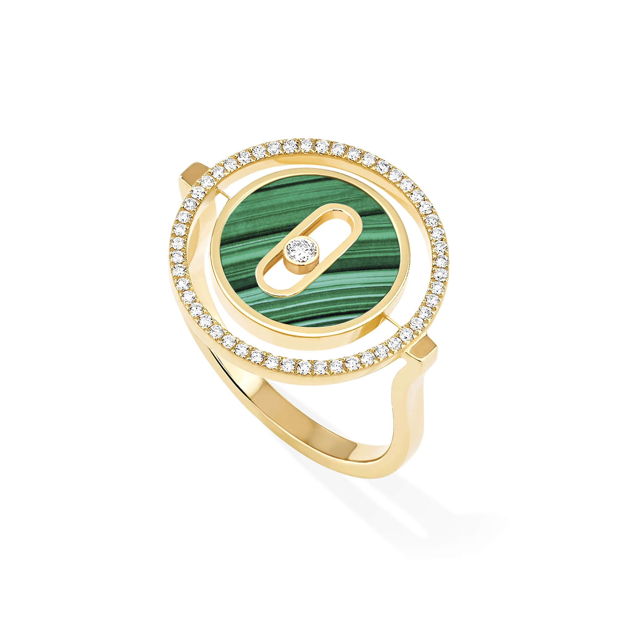 Messika Lucky Move Ring KM Malachit (11953-YG) aus Gelbgold mit Diamant und Malachit