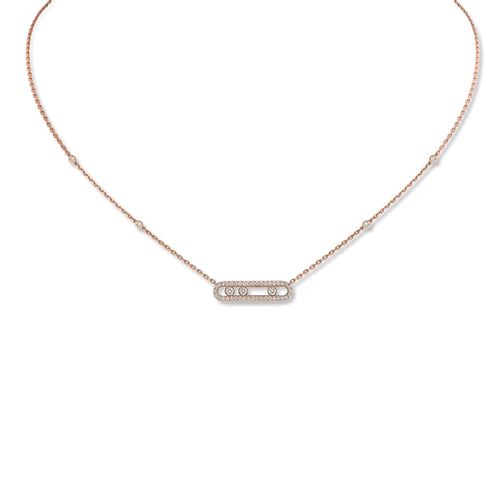 Messika Move Classique Baby Pavé Halskette (04322-PG) aus Roségold mit Diamant