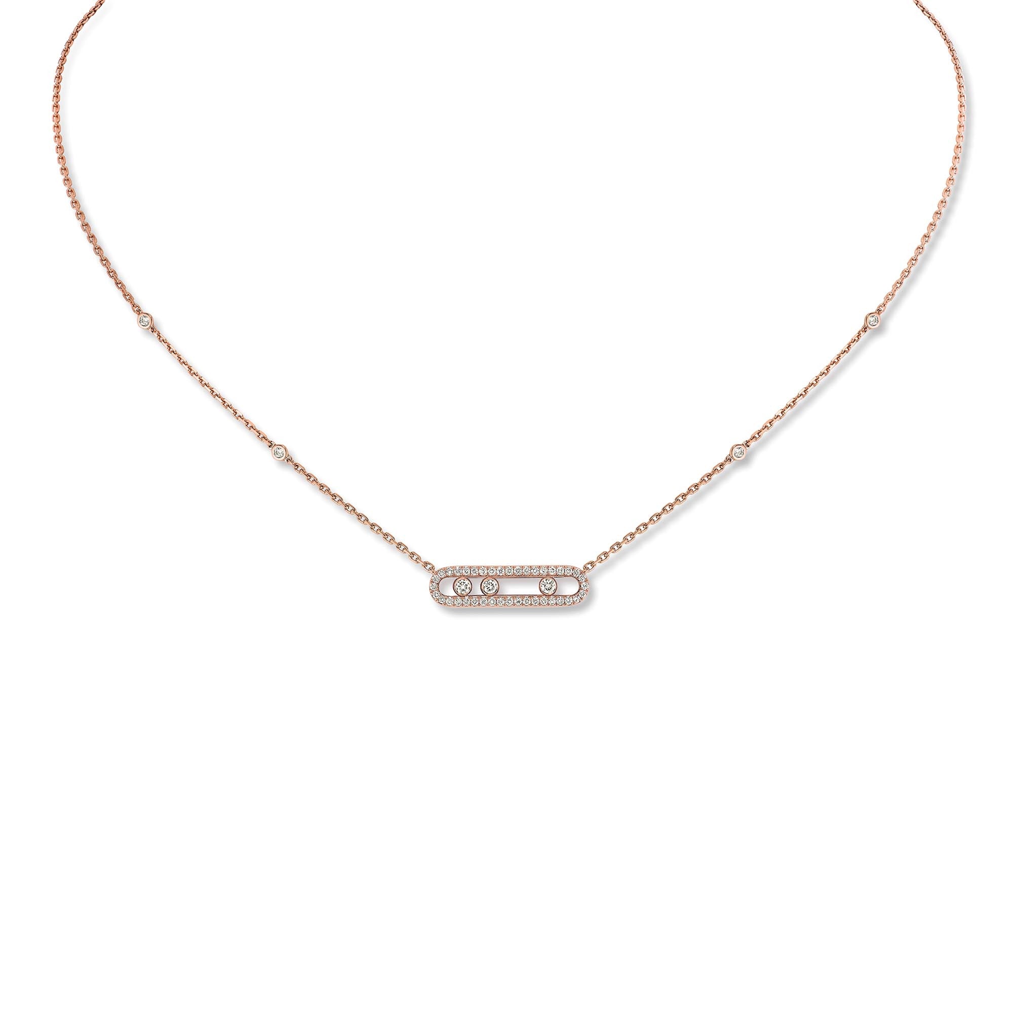 Messika Move Classique Baby Pavé Halskette (04322-PG) aus Roségold mit Diamant