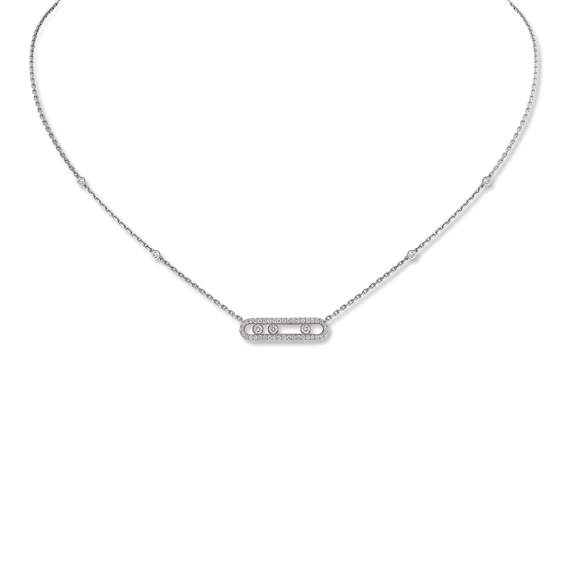 Messika Move Classique Baby Pavé Halskette (04322-WG) aus Weißgold mit Diamant