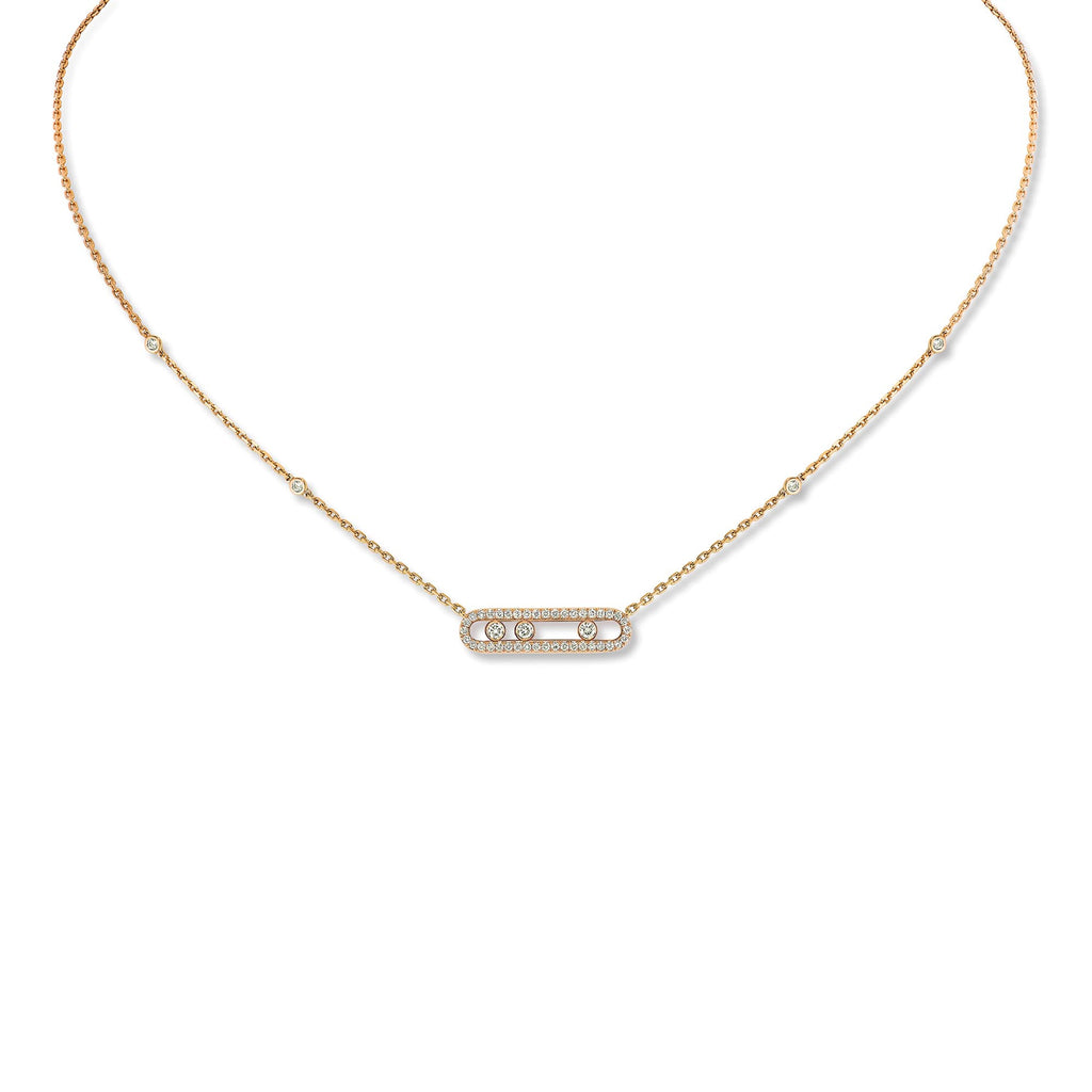 Messika Move Classique Baby Pavé Halskette (04322-YG) aus Gelbgold mit Diamant
