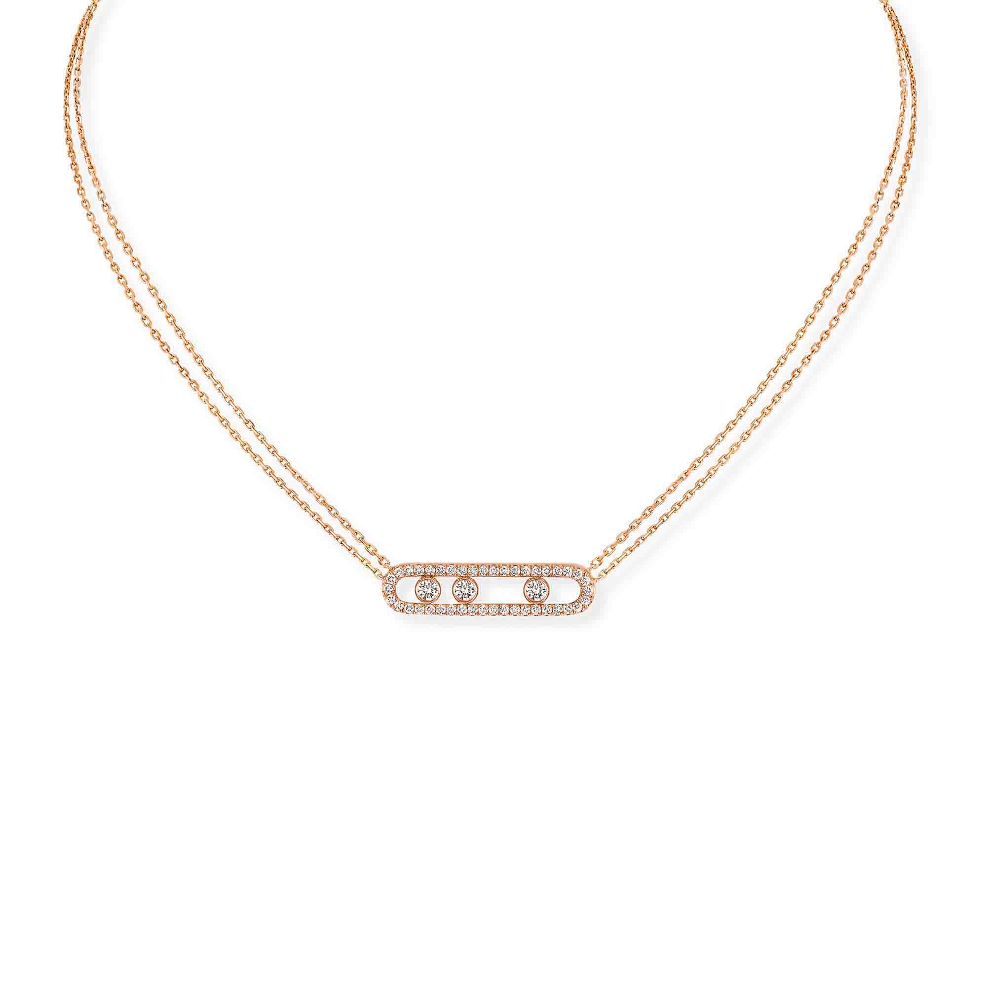 Messika Move Classique Pavé Halskette (03994-PG) aus Roségold mit Diamant