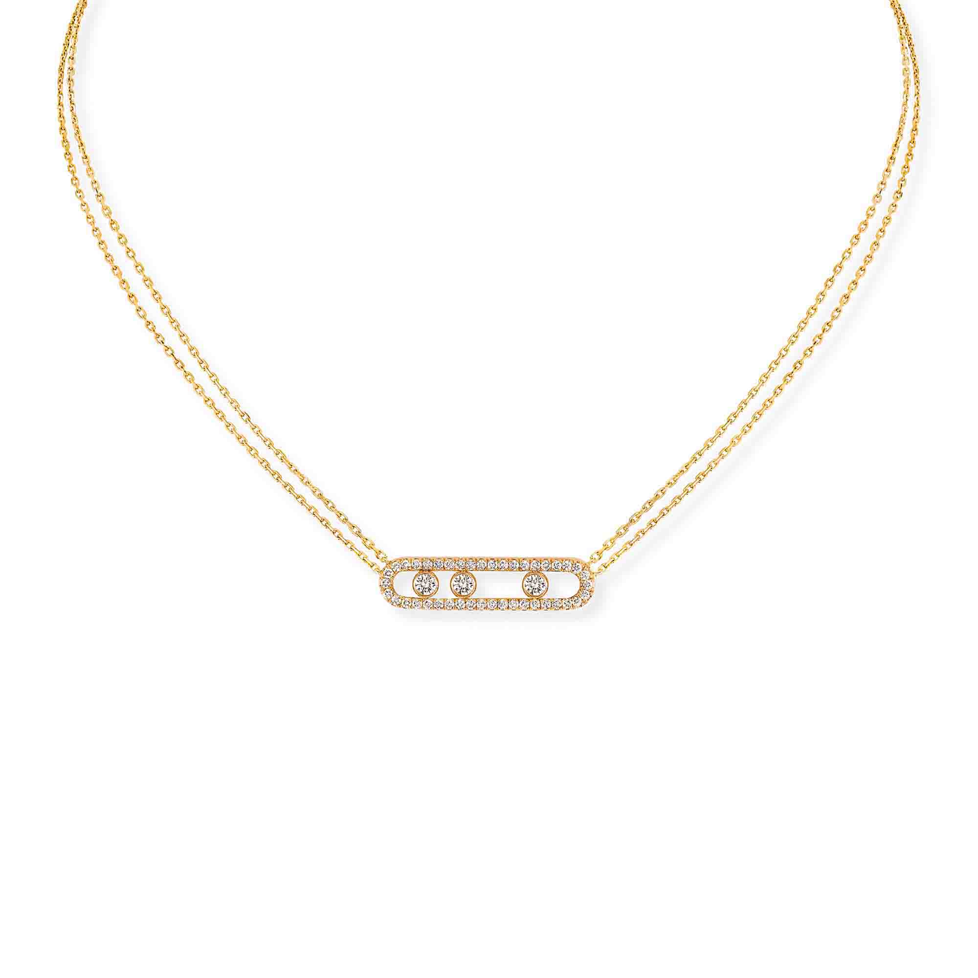 Messika Move Classique Pavé Halskette (03994-YG) aus Gelbgold mit Diamant