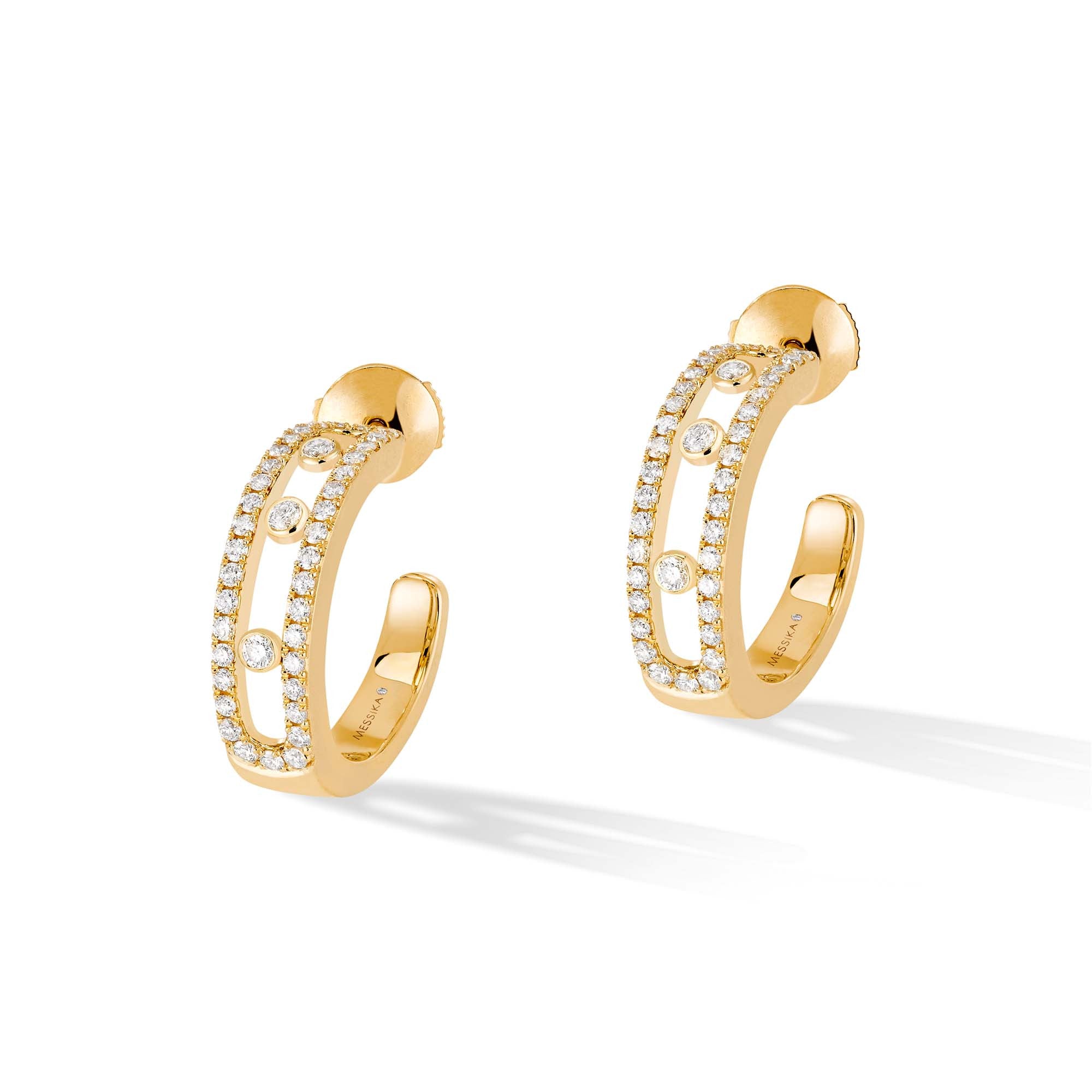 Messika Move Classique Pavé Hoop Creolen (04993-YG) aus Gelbgold mit Diamant