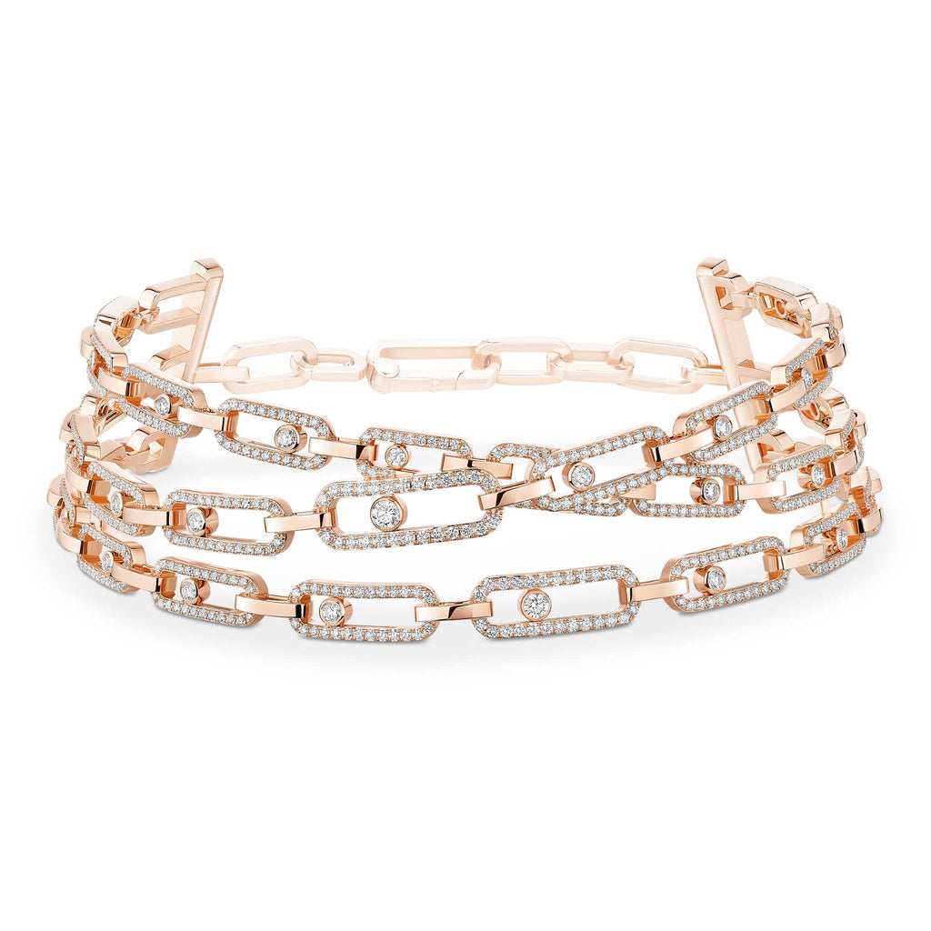 Messika Move Link 3 Rows Halskette (14437-PG) aus Roségold mit Diamant