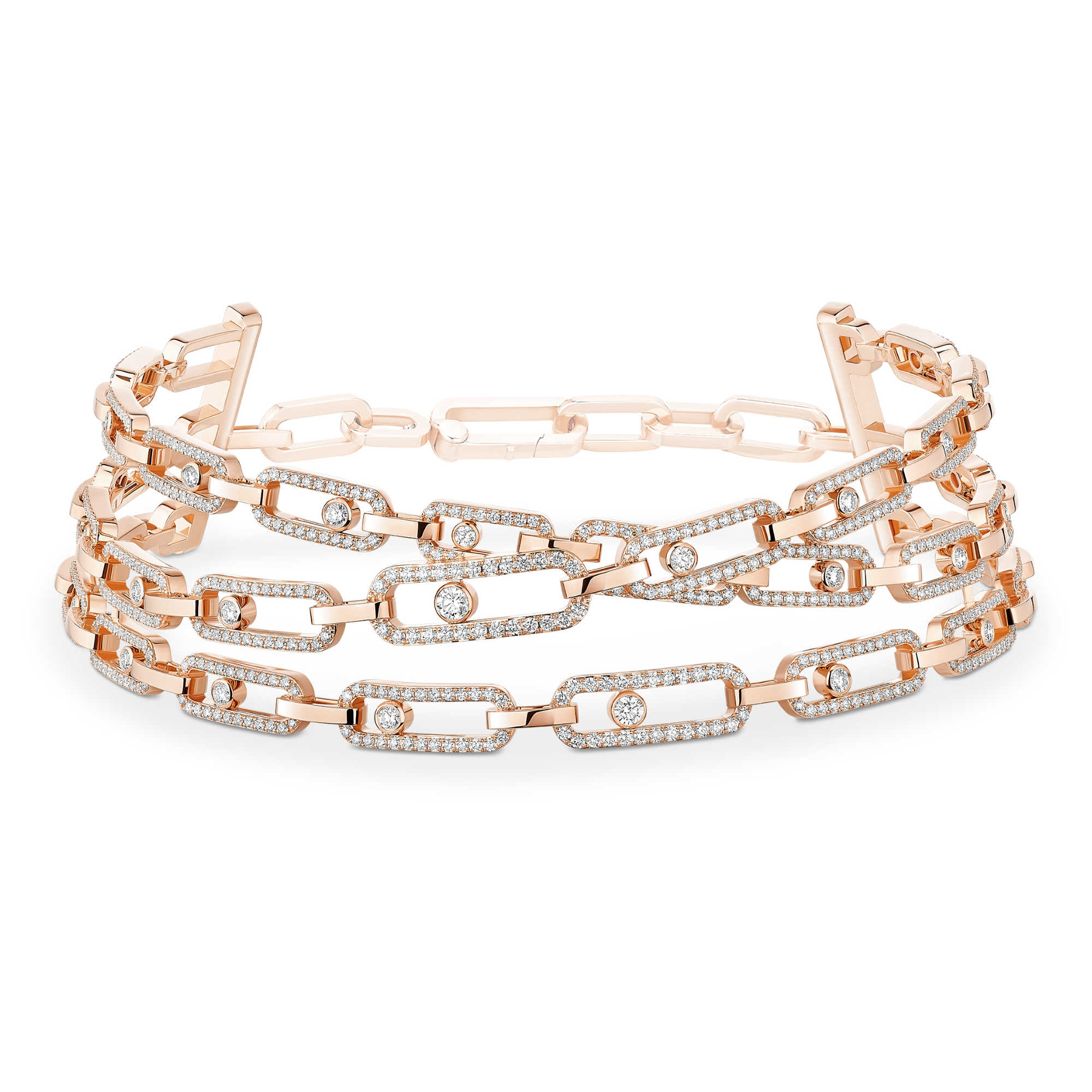 Messika Move Link 3 Rows Halskette (14437-PG) aus Roségold mit Diamant