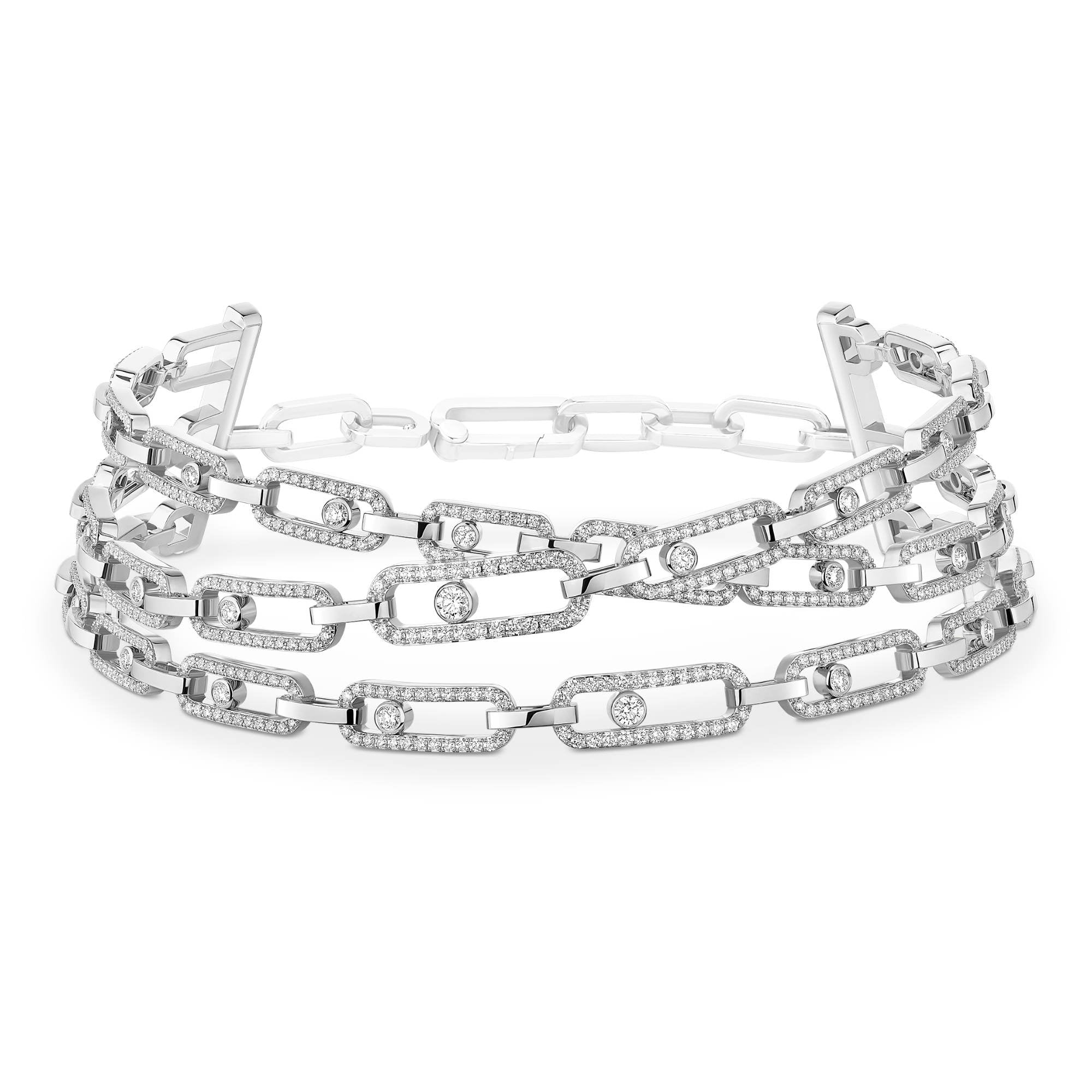 Messika Move Link 3 Rows Halskette (14437-WG) aus Weißgold mit Diamant