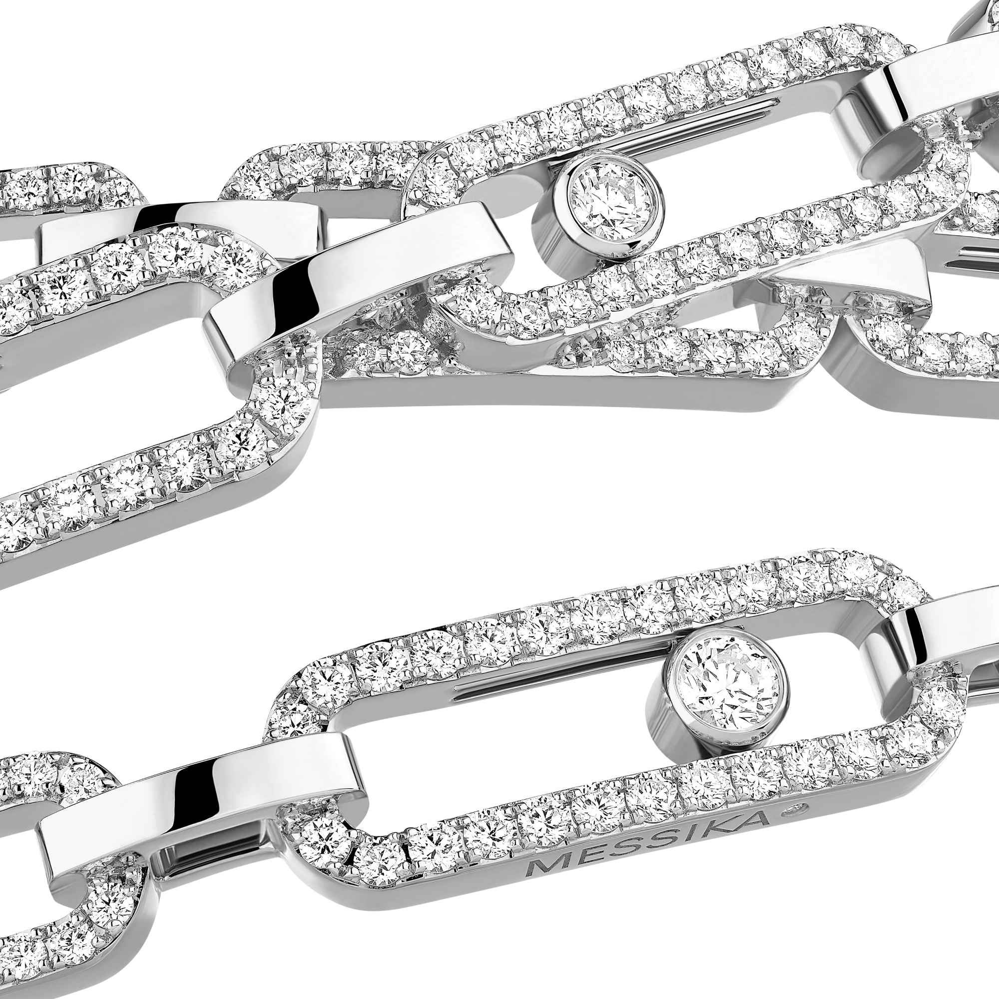 Messika Move Link 3 Rows Halskette (14437-WG) aus Weißgold mit Diamant