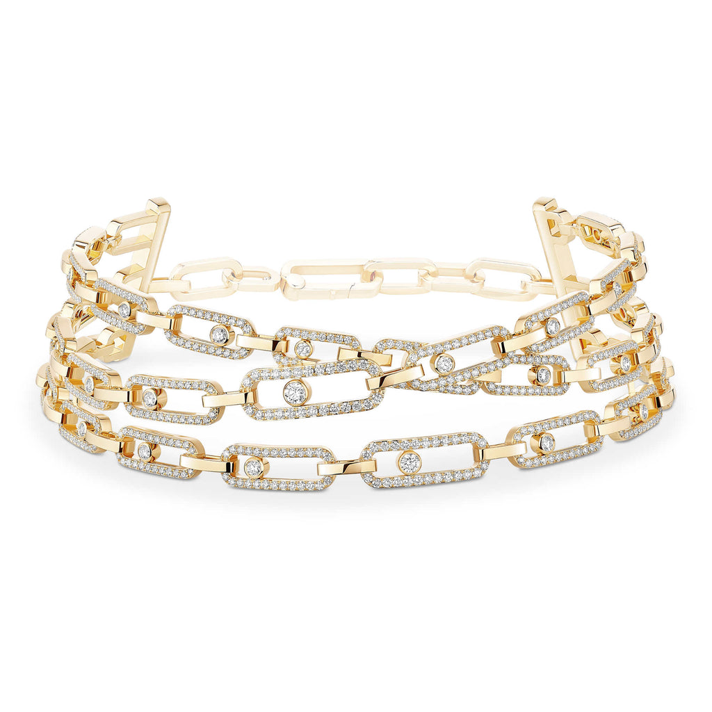 Messika Move Link 3 Rows Halskette (14437-YG) aus Gelbgold mit Diamant