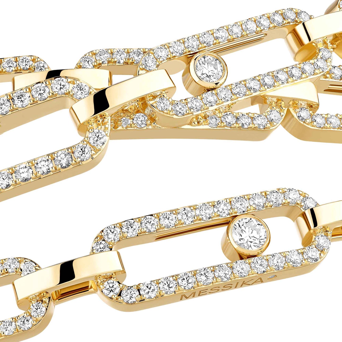 Messika Move Link 3 Rows Halskette (14437-YG) aus Gelbgold mit Diamant