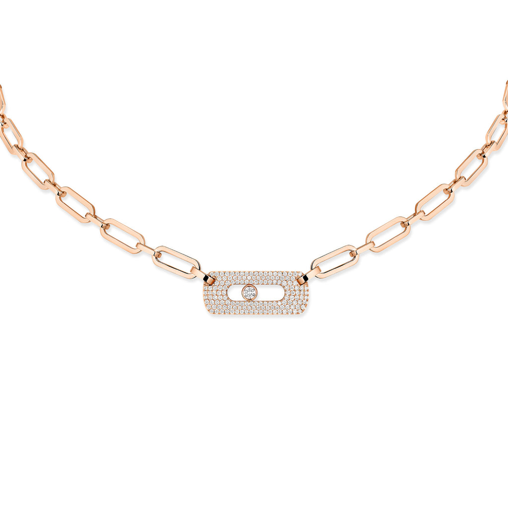 Messika Move Link Halskette (12095-PG) aus Roségold mit Diamant