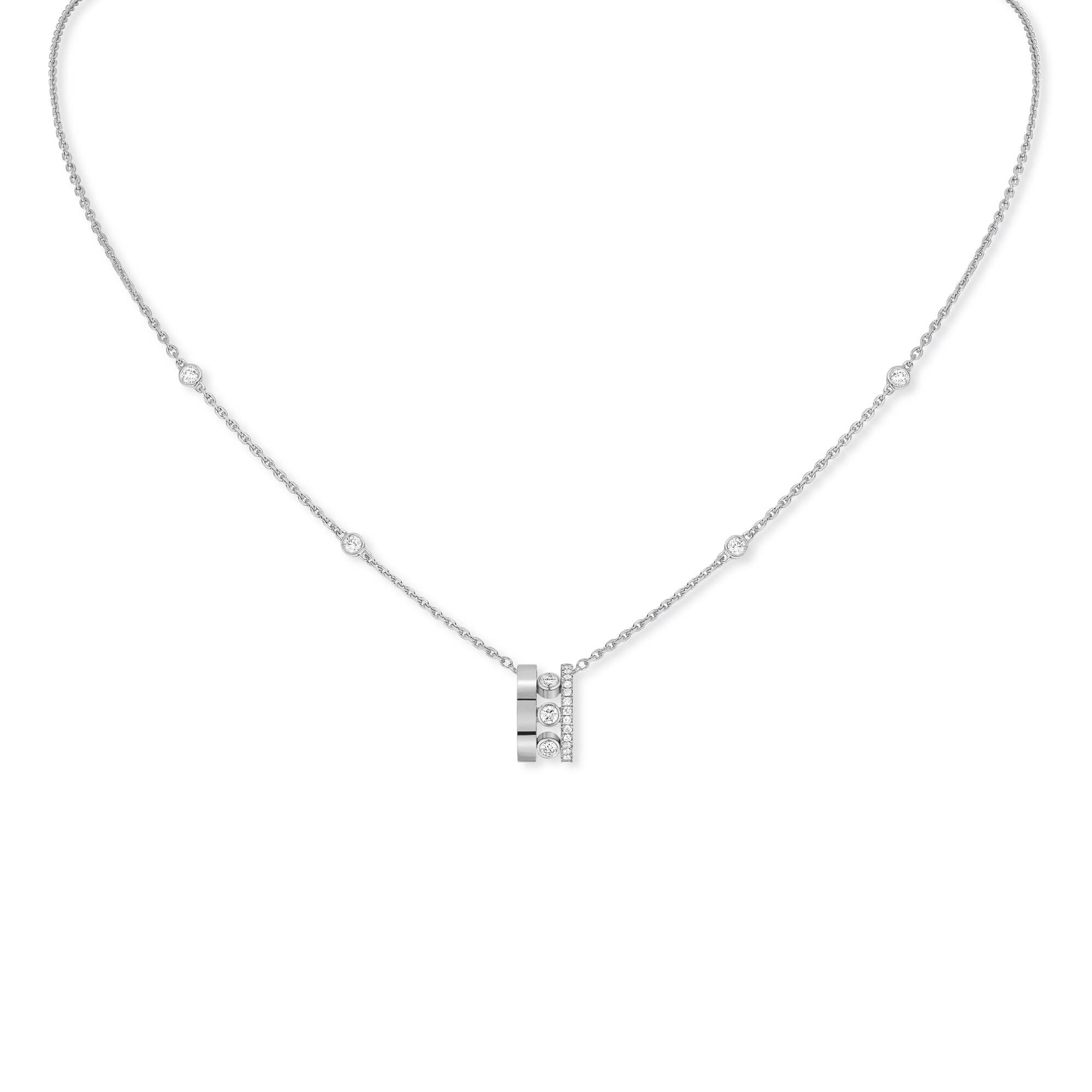 Messika Move Romane Anhänger-Kette (07158-WG) aus Tricolor-Gold mit Diamant