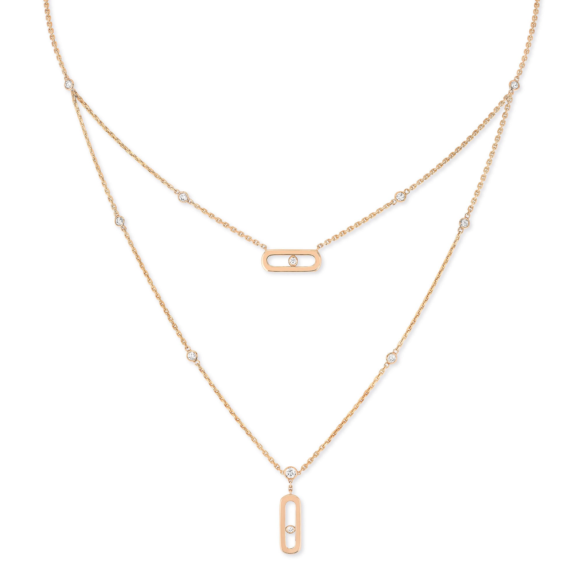 Messika Move Uno 2 Rangs Kette (08852-PG) aus Roségold mit Diamant